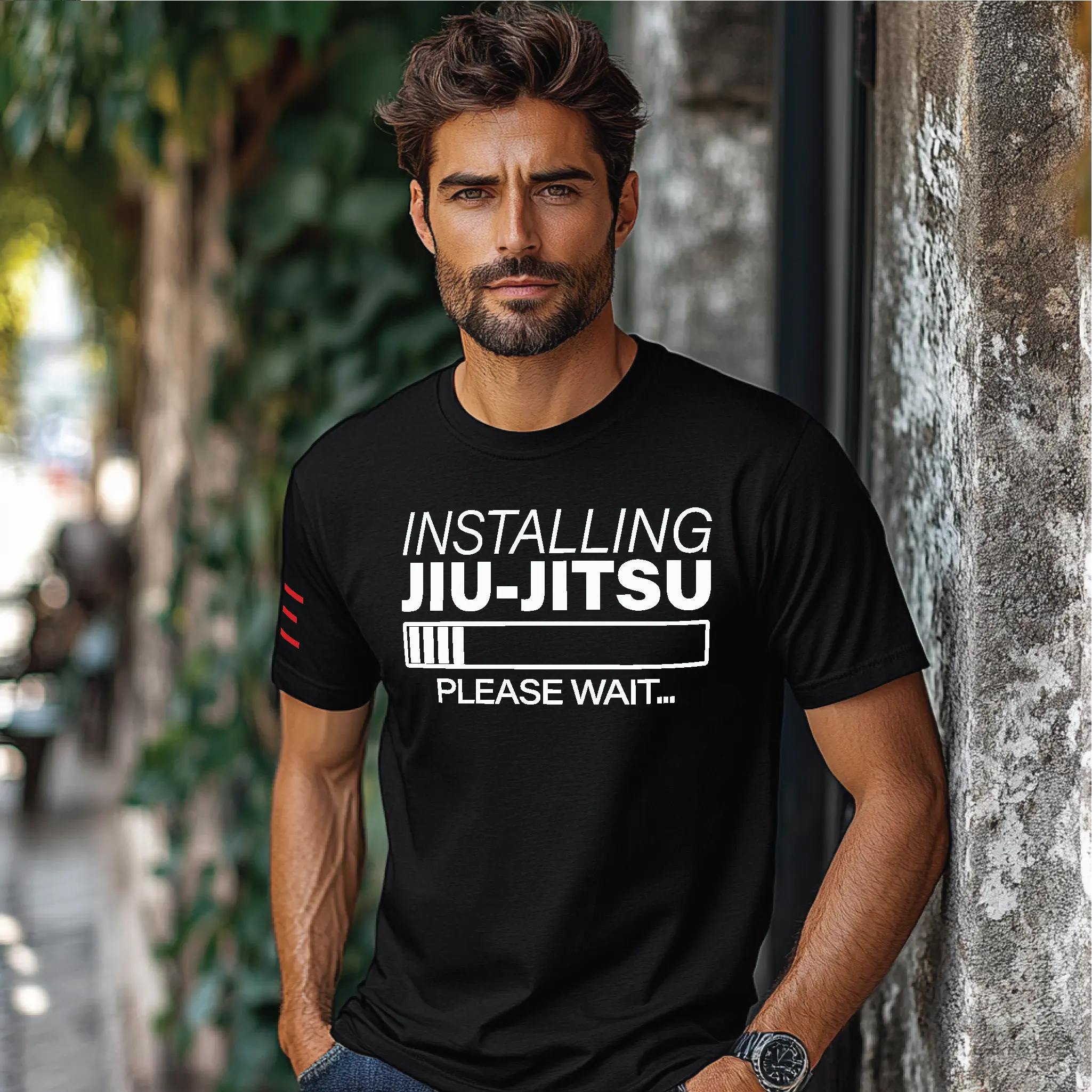Installing Jiu-Jitsu Status Bar Please Wait - BJJ Funny Meme Premium T-Shirt