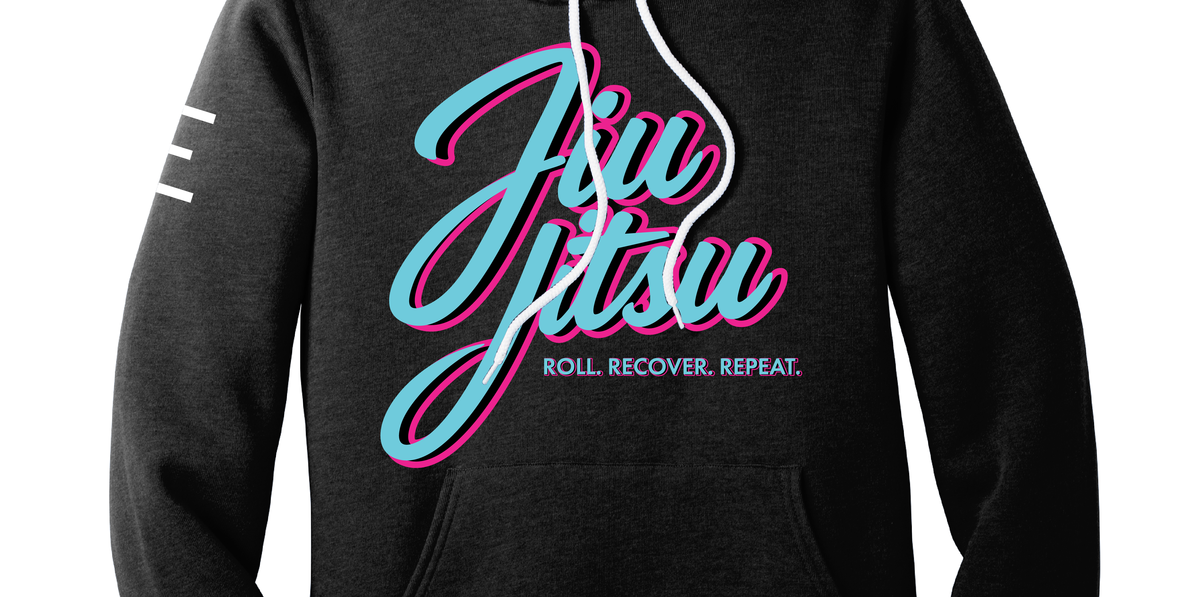 Roll. Recover. Repeat Jiu-Jitsu Fleece Hoodie – Retro 80s Miami Style BJJ