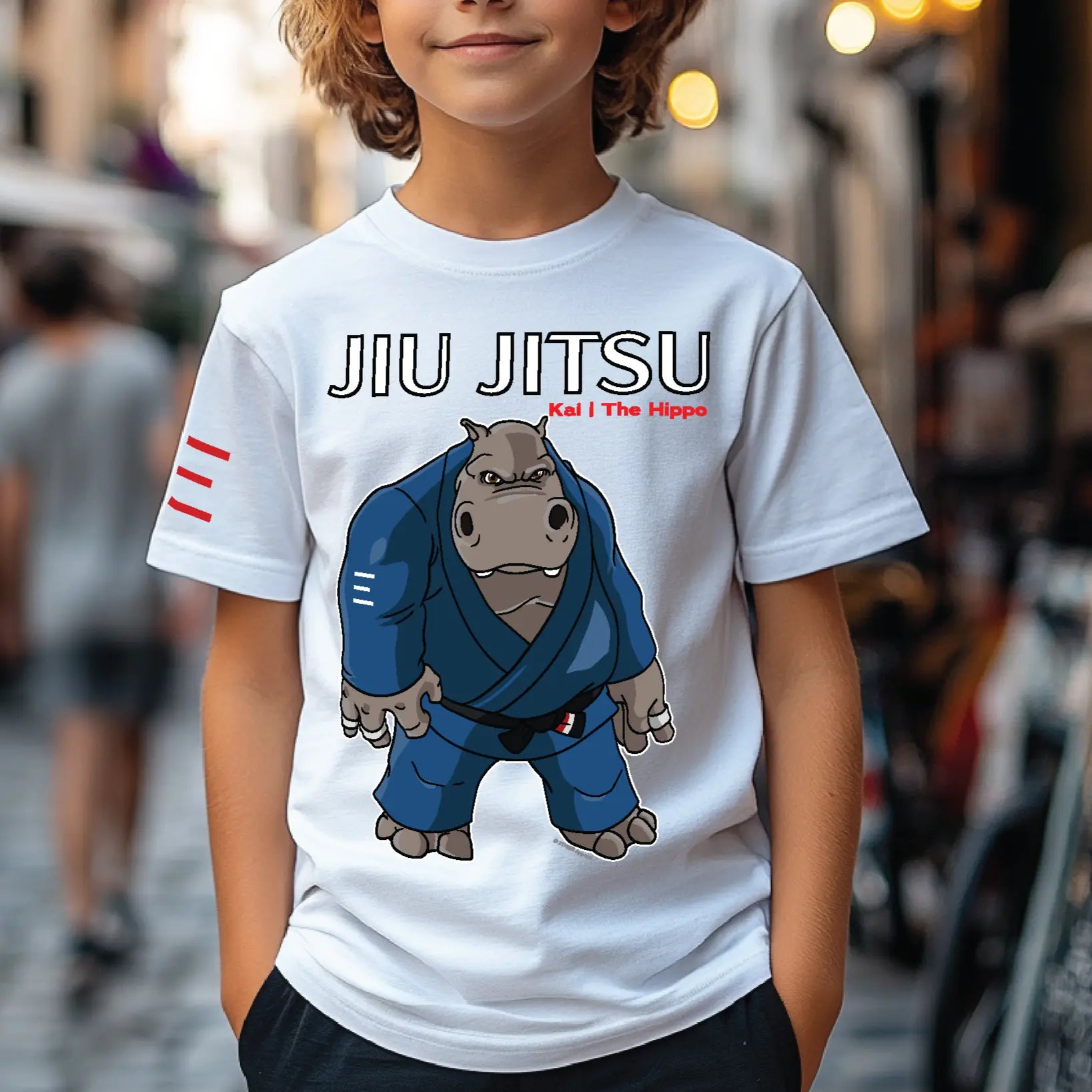 Youth - Kai the Hippo - BJJ T-Shirt - Premium Super soft T-Shirt - 3Three Apparel LLC.
