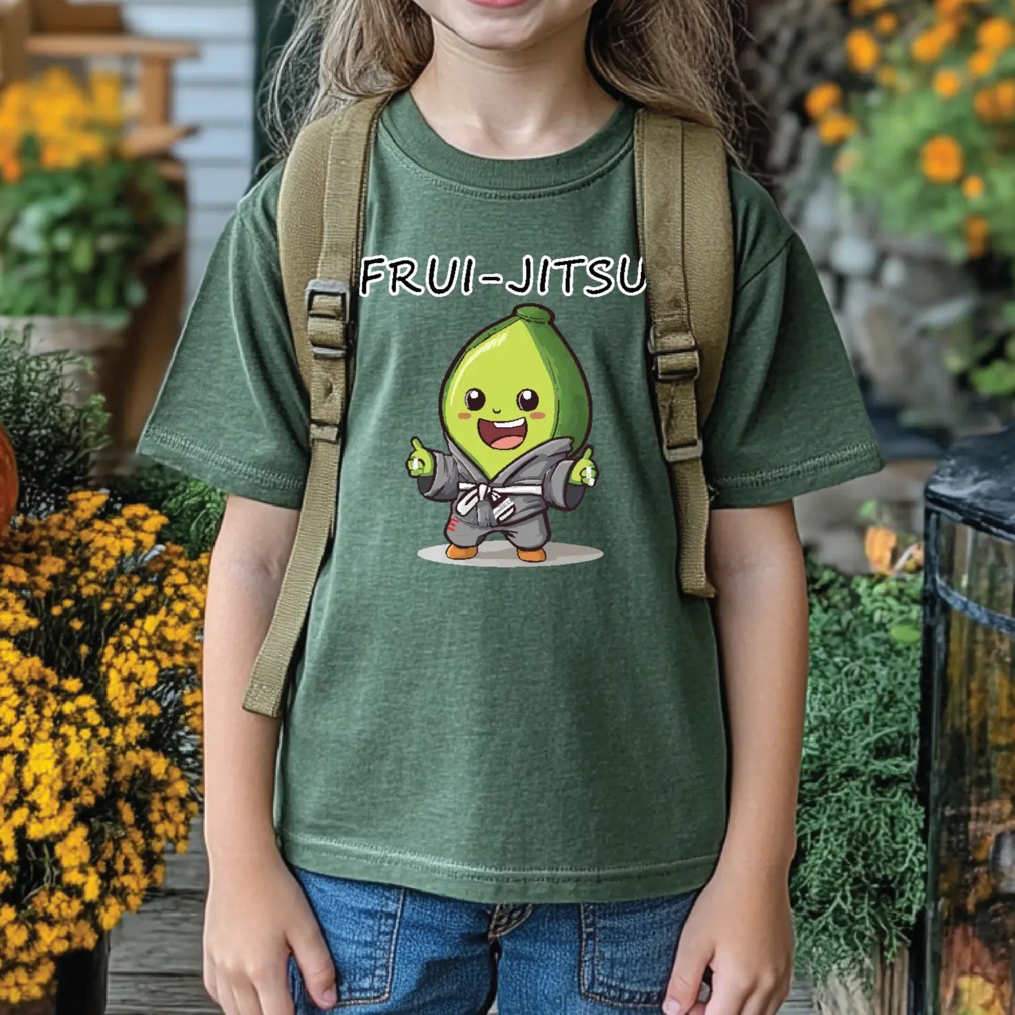 Youth - Frui-Jitsu Avocado Champ Youth Tee - Cute Avocado Wearing a Gi Cartoon Shirt - 3Three Apparel LLC.