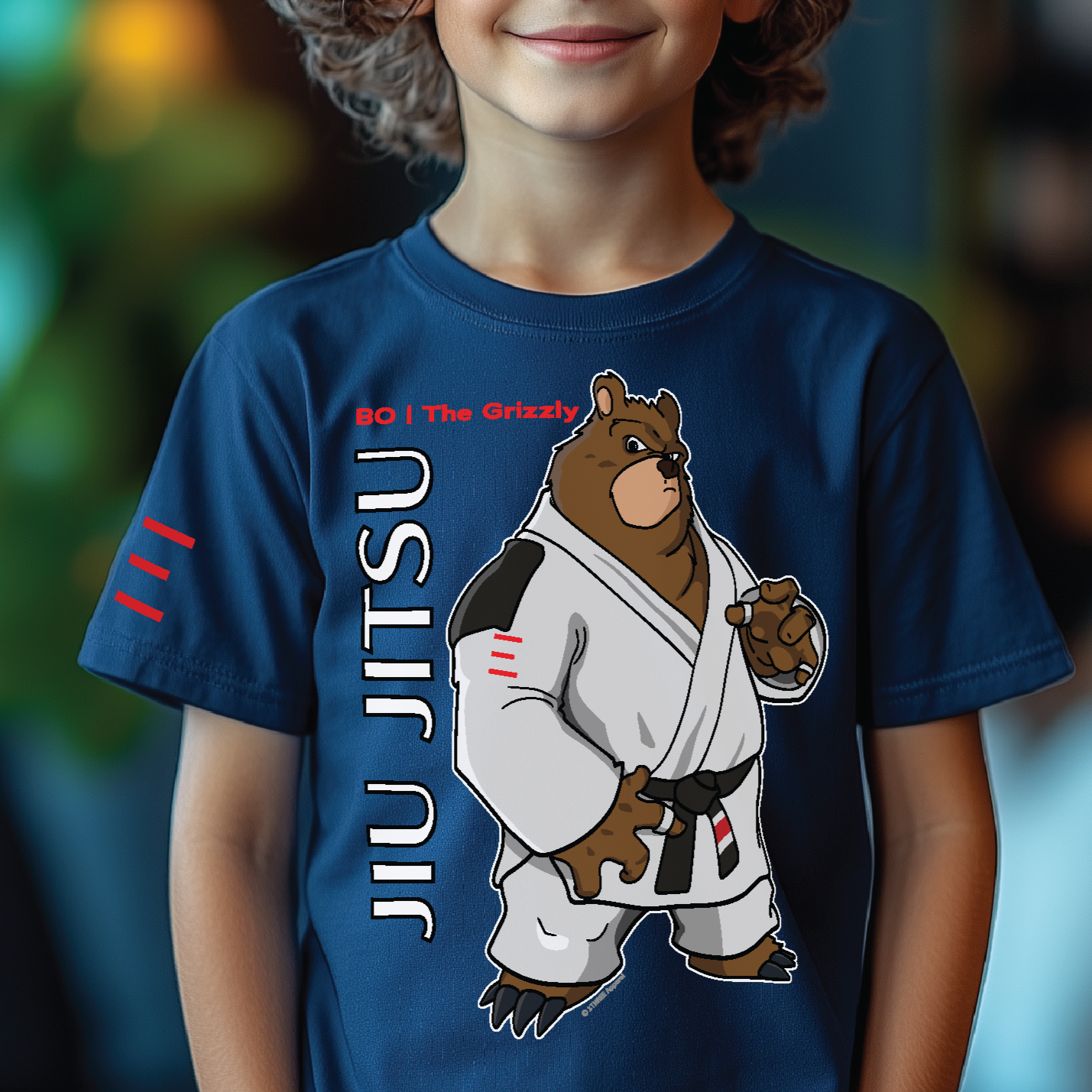 Youth - Bo the Tenacious Grizzly - BJJ Premium T-shirt - 3Three Apparel LLC.