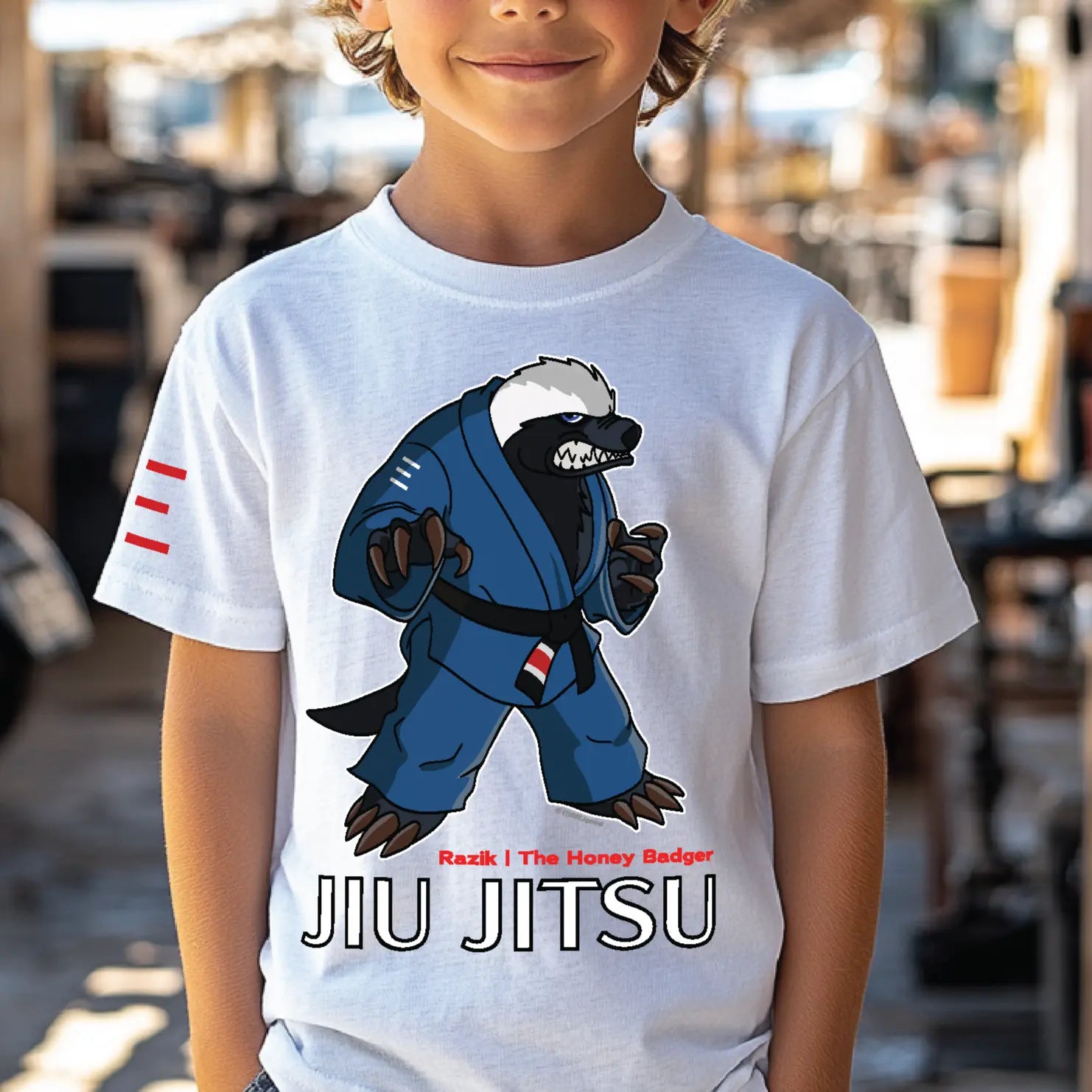 Youth - Raznik the Fearless Honey Badger - BJJ Shirt - Premium Super soft T-Shirt - 3Three Apparel LLC.