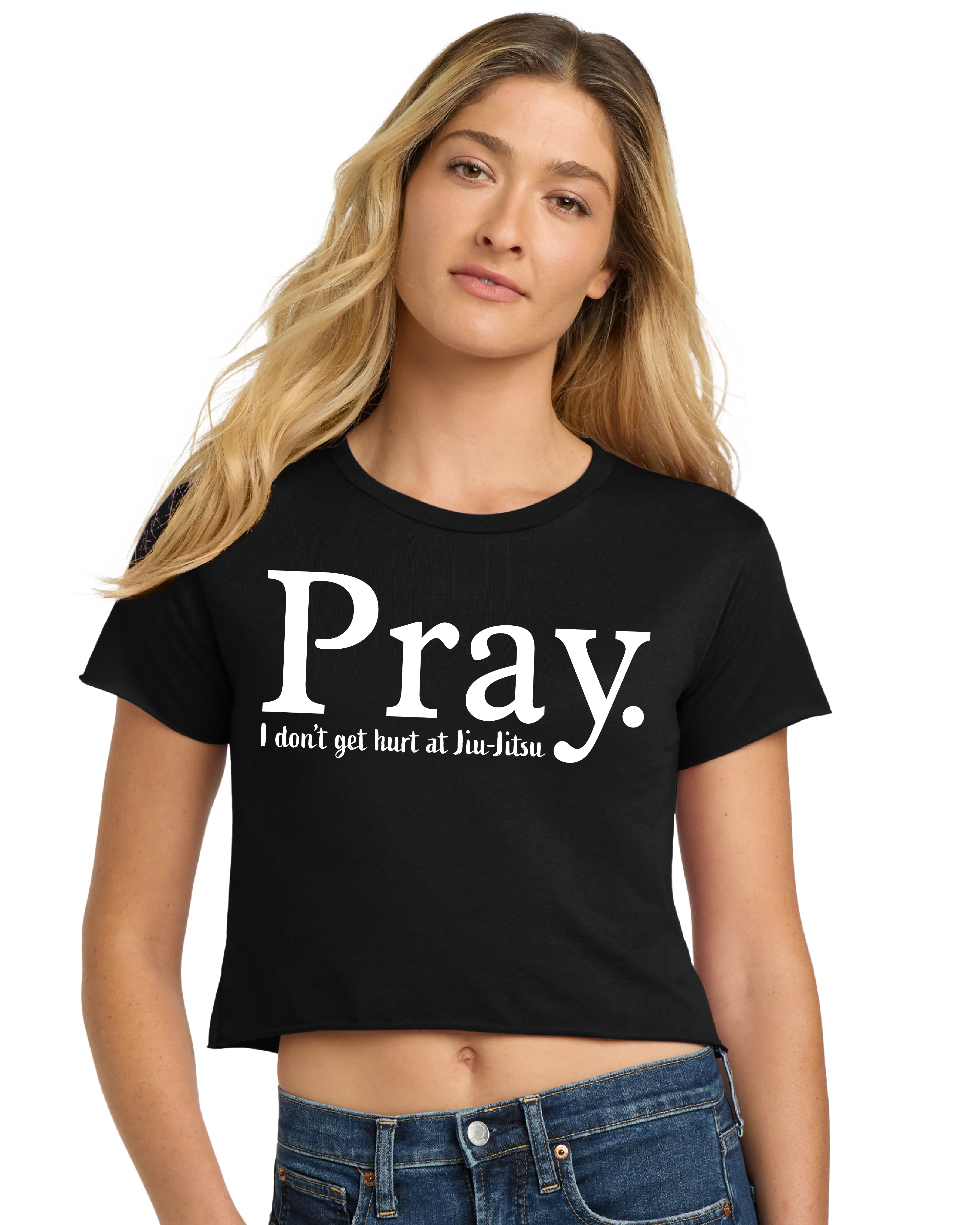 Pray Jiu-Jitsu Crop Top – Funny BJJ Shirt for Women Who Roll 