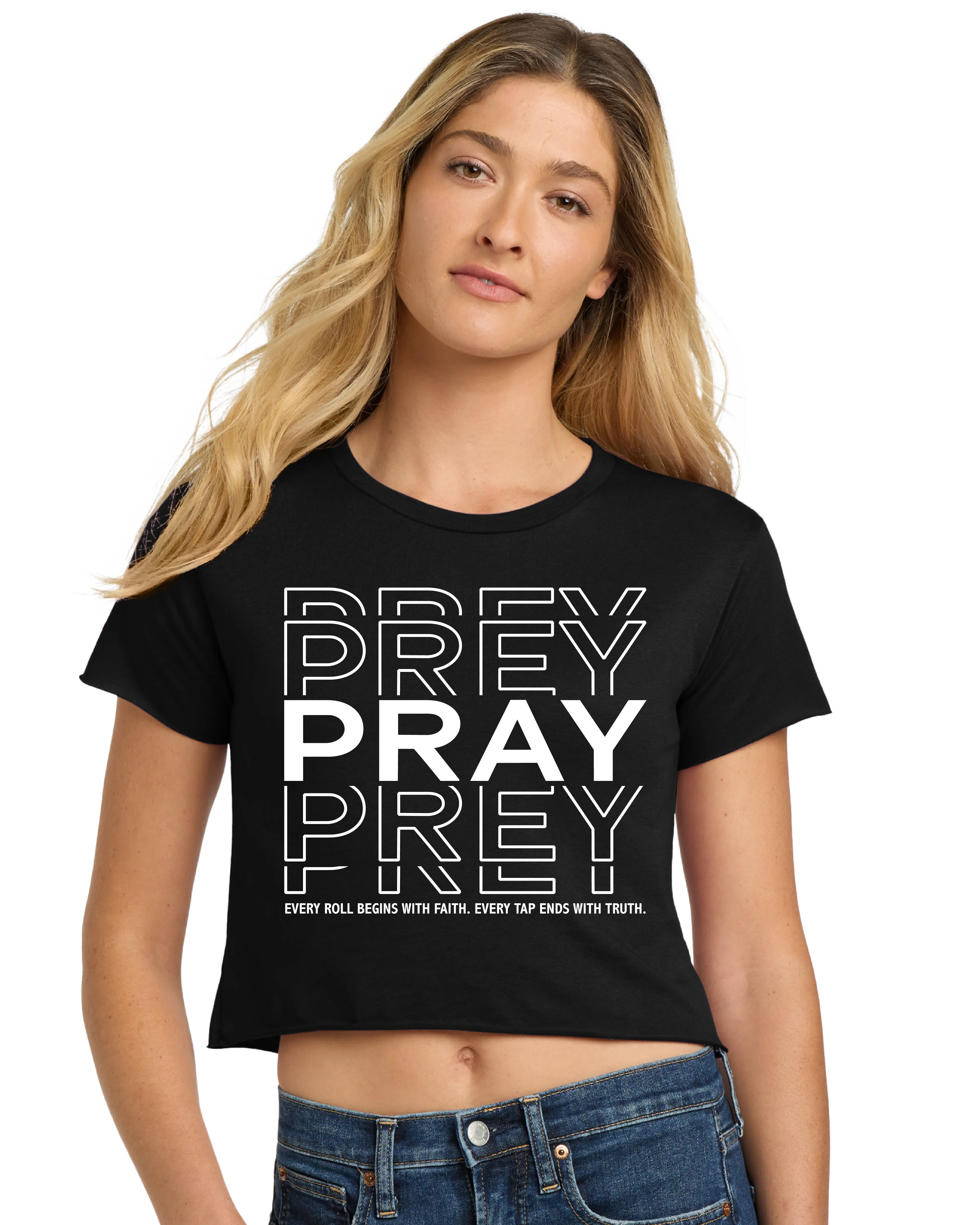 Pray vs Prey Jiu-Jitsu Crop Top – Faith and Fight BJJ Shirt for Women 
