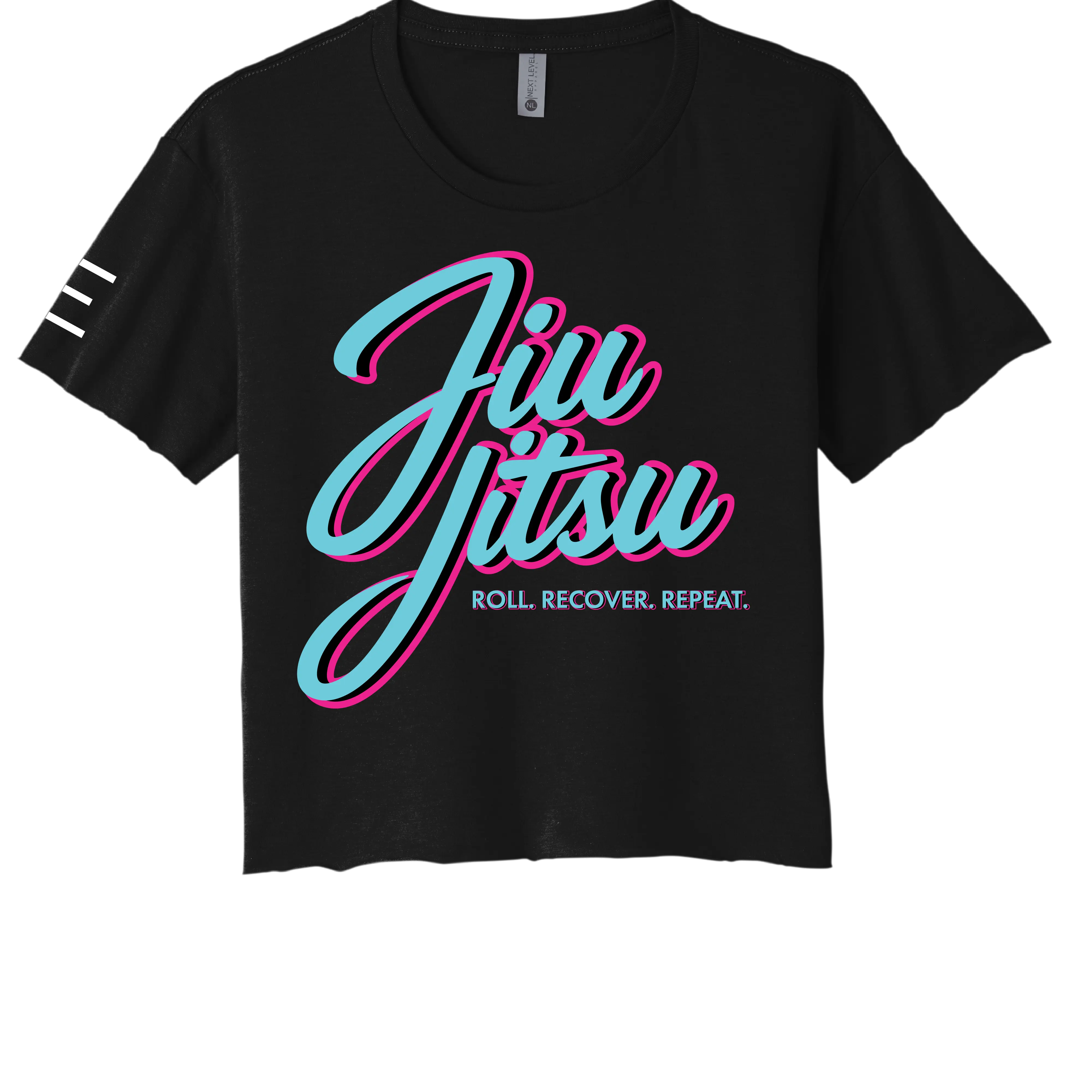 Roll Recover Repeat Jiu-Jitsu Crop Top – Retro 80s Miami Style BJJ Shirt 
