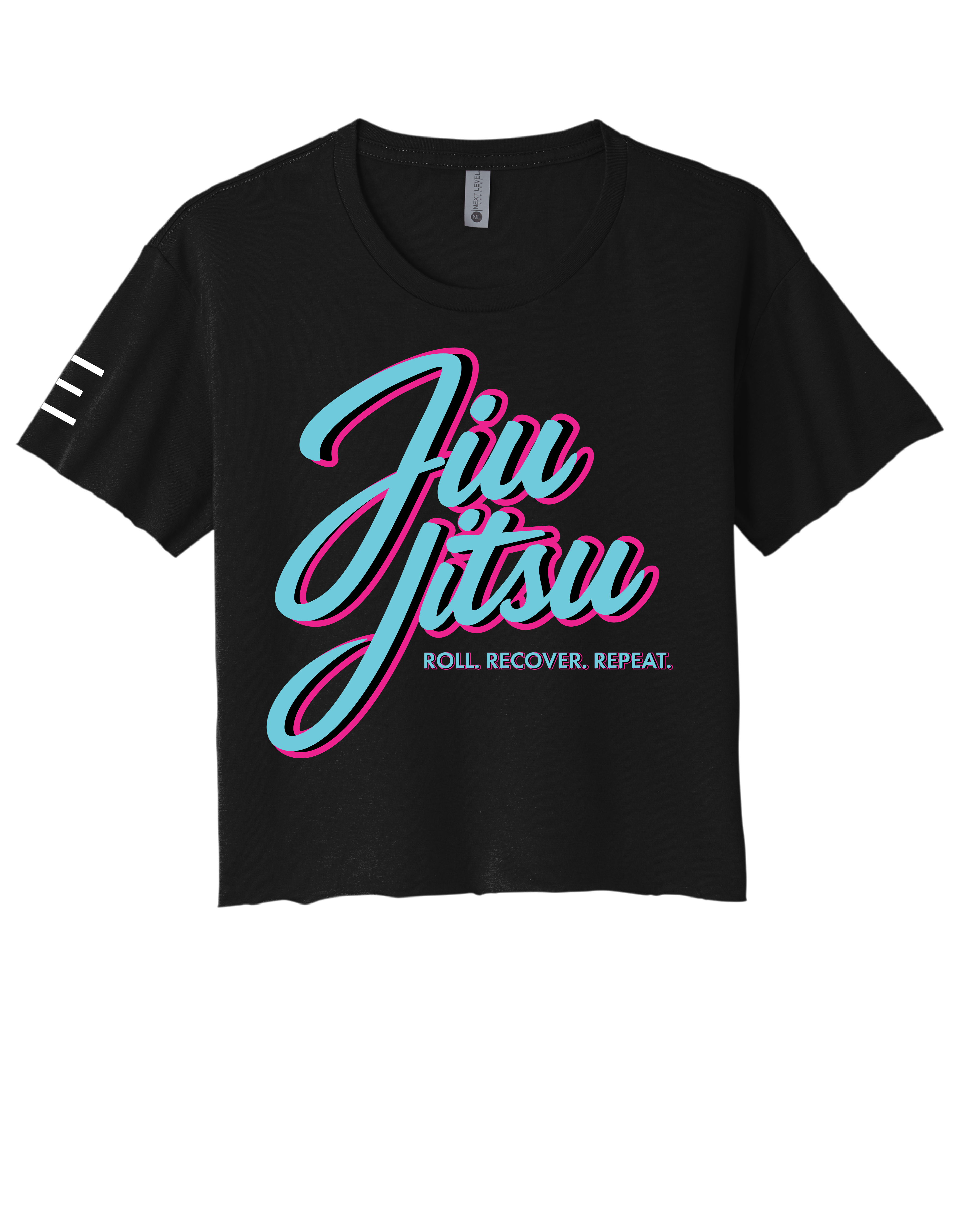 Roll Recover Repeat Jiu-Jitsu Crop Top – Retro 80s Miami Style BJJ Shirt 