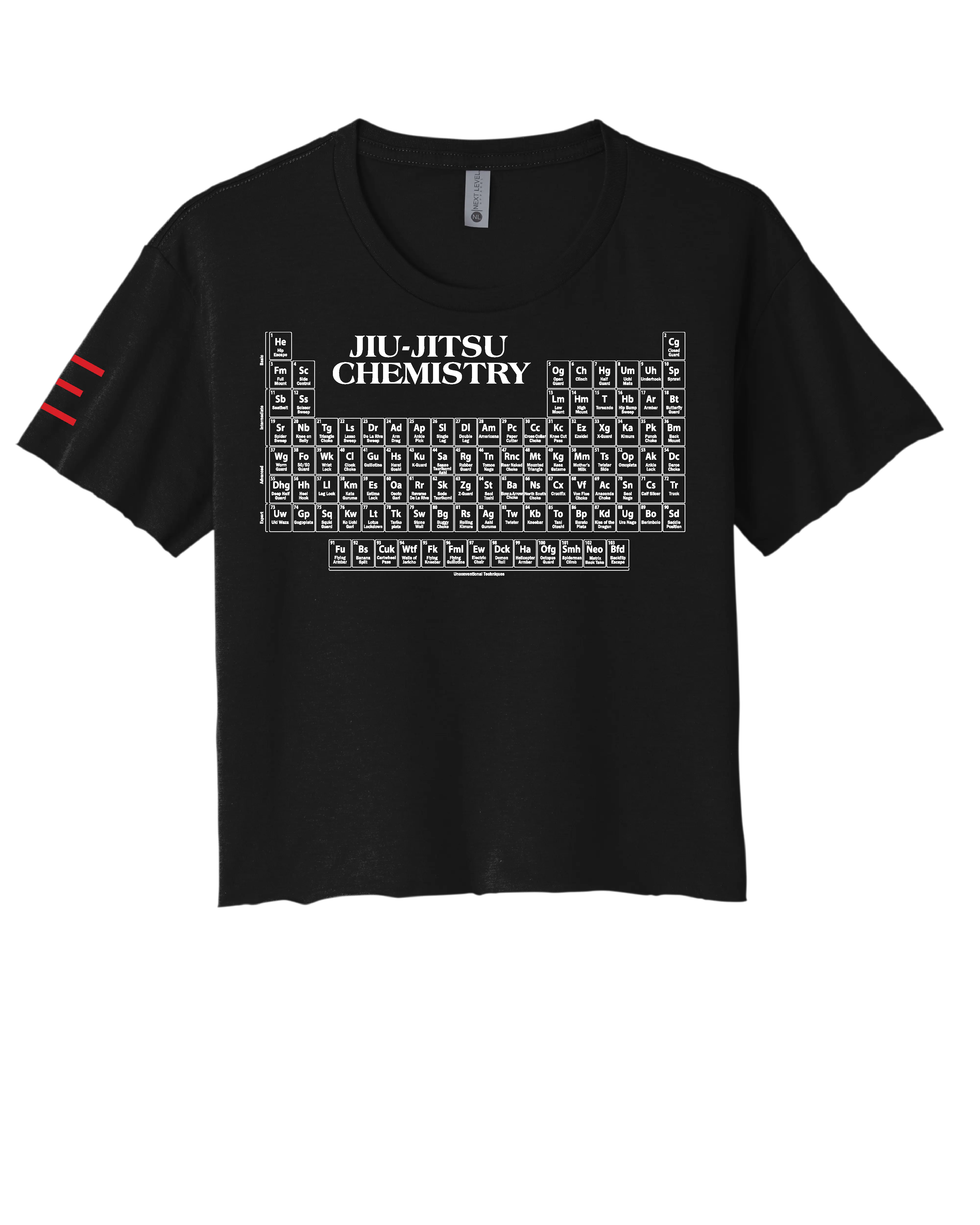 Jiu-Jitsu Chemistry Crop Top - Periodic Table of Jiu-Jitsu BJJ Enthusiasts - 3Three Apparel LLC.