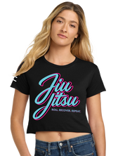 Roll Recover Repeat Jiu-Jitsu Crop Top – Retro 80s Miami Style BJJ Shirt 