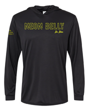 NEON BELLY - Humorous BJJ Long Sleeve Hooded Shirt, Moisture Wicking & UPF 50+ Protection 