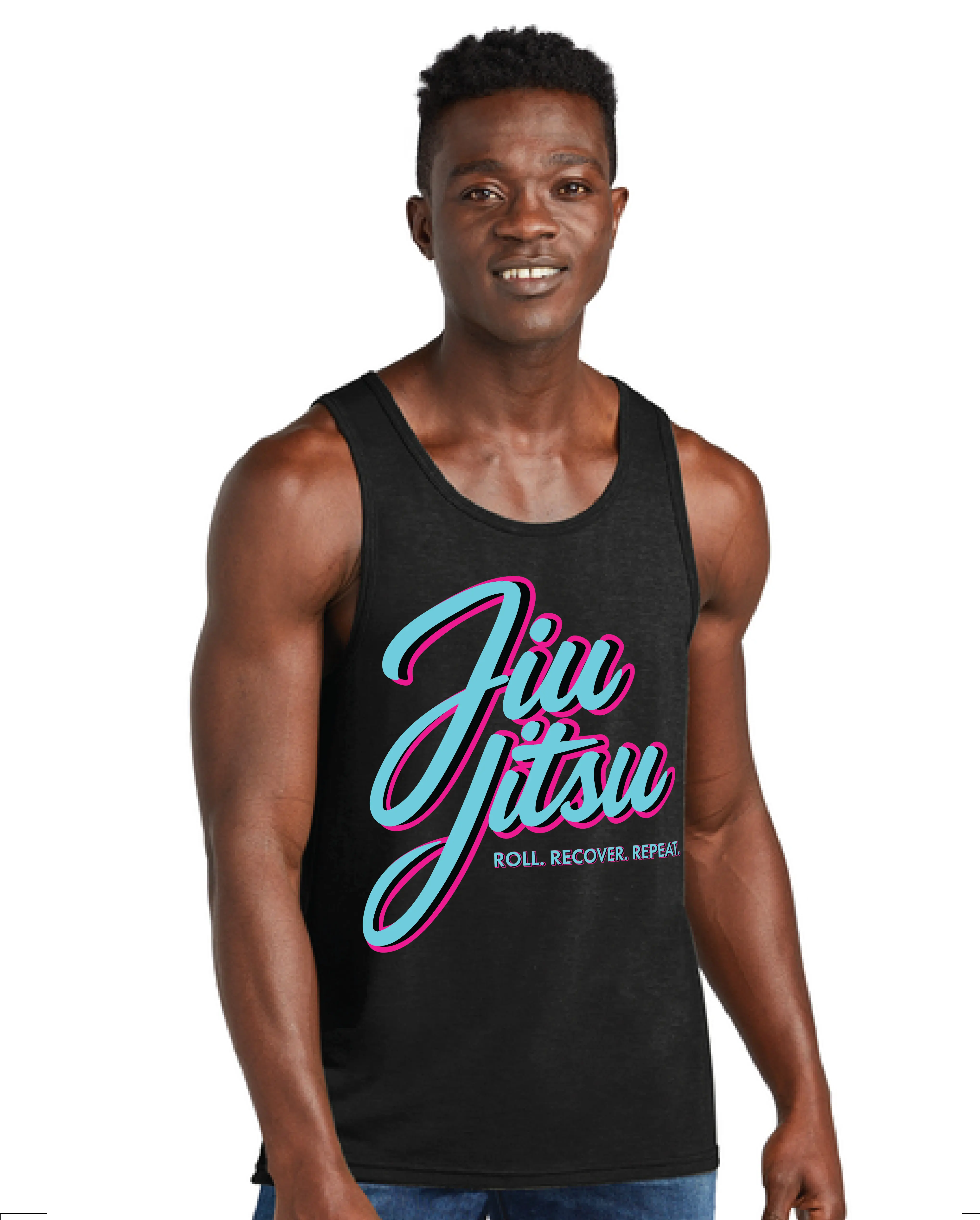 Roll Recover Repeat Jiu-Jitsu Tank Top – Retro 80s Miami Style BJJ Tank 
