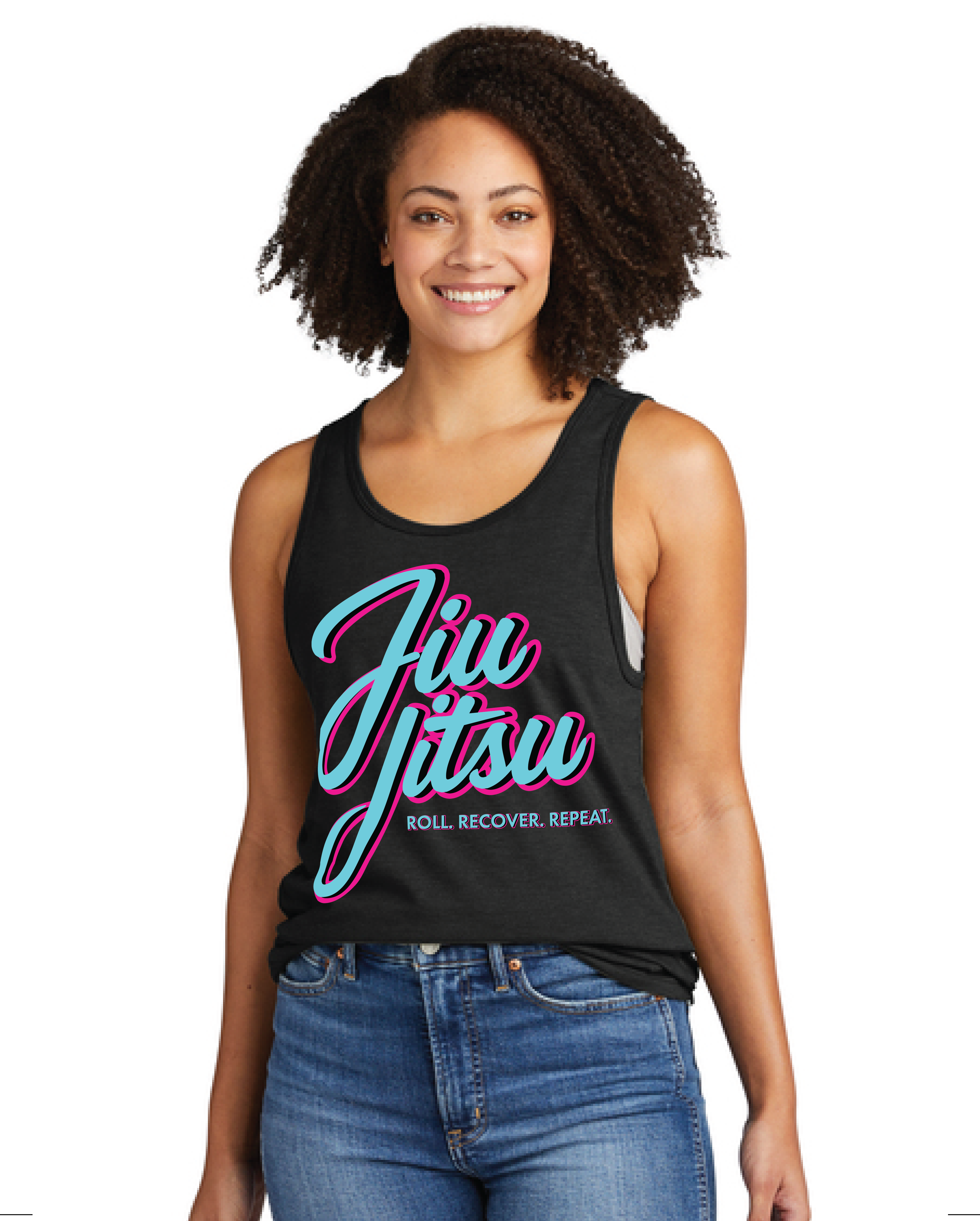 Roll Recover Repeat Jiu-Jitsu Tank Top – Retro 80s Miami Style BJJ Tank 