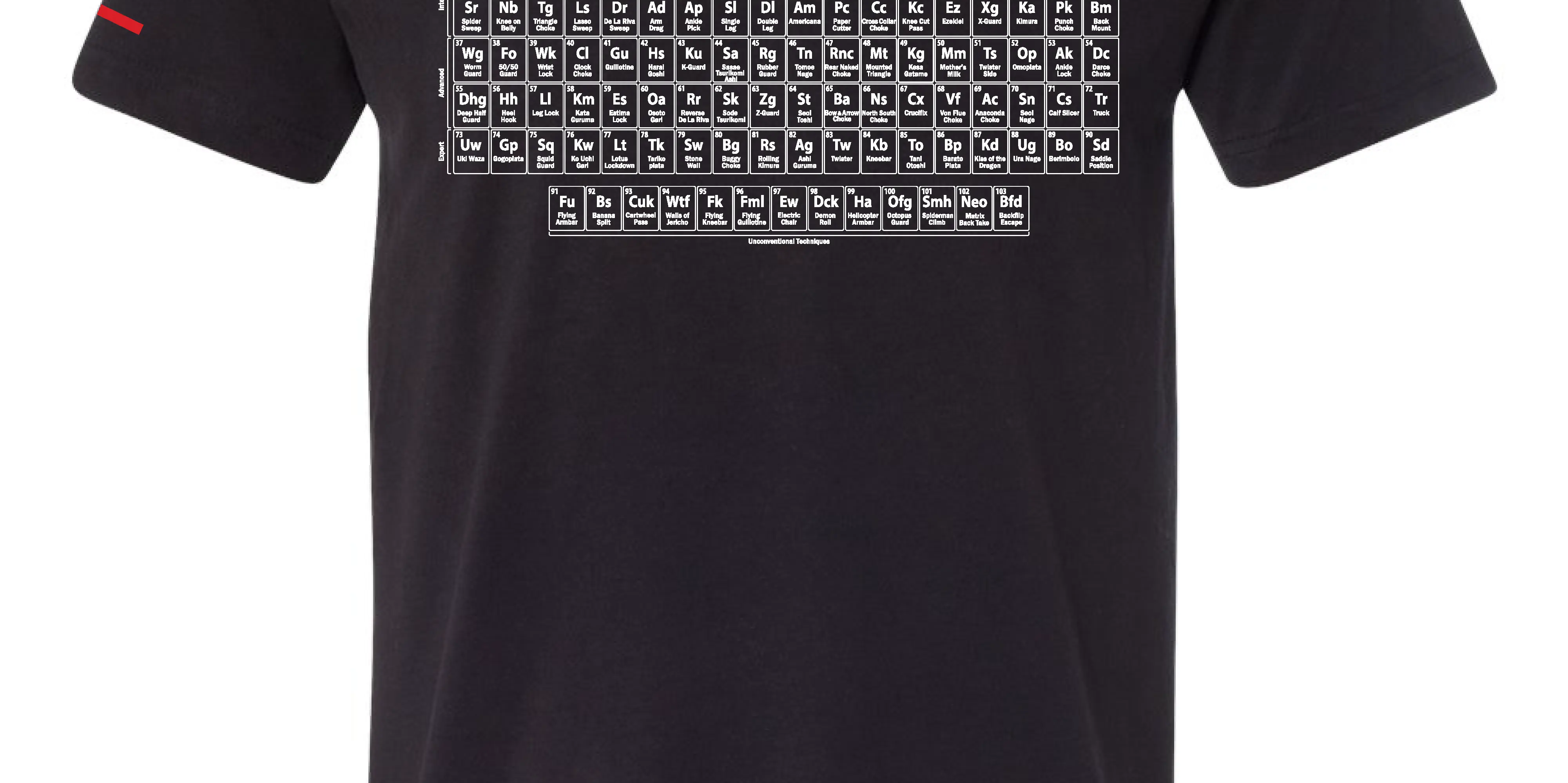 Jiu-Jitsu Chemistry Shirt - Periodic Table of Jiu-Jitsu BJJ Enthusiasts - 3Three Apparel LLC.