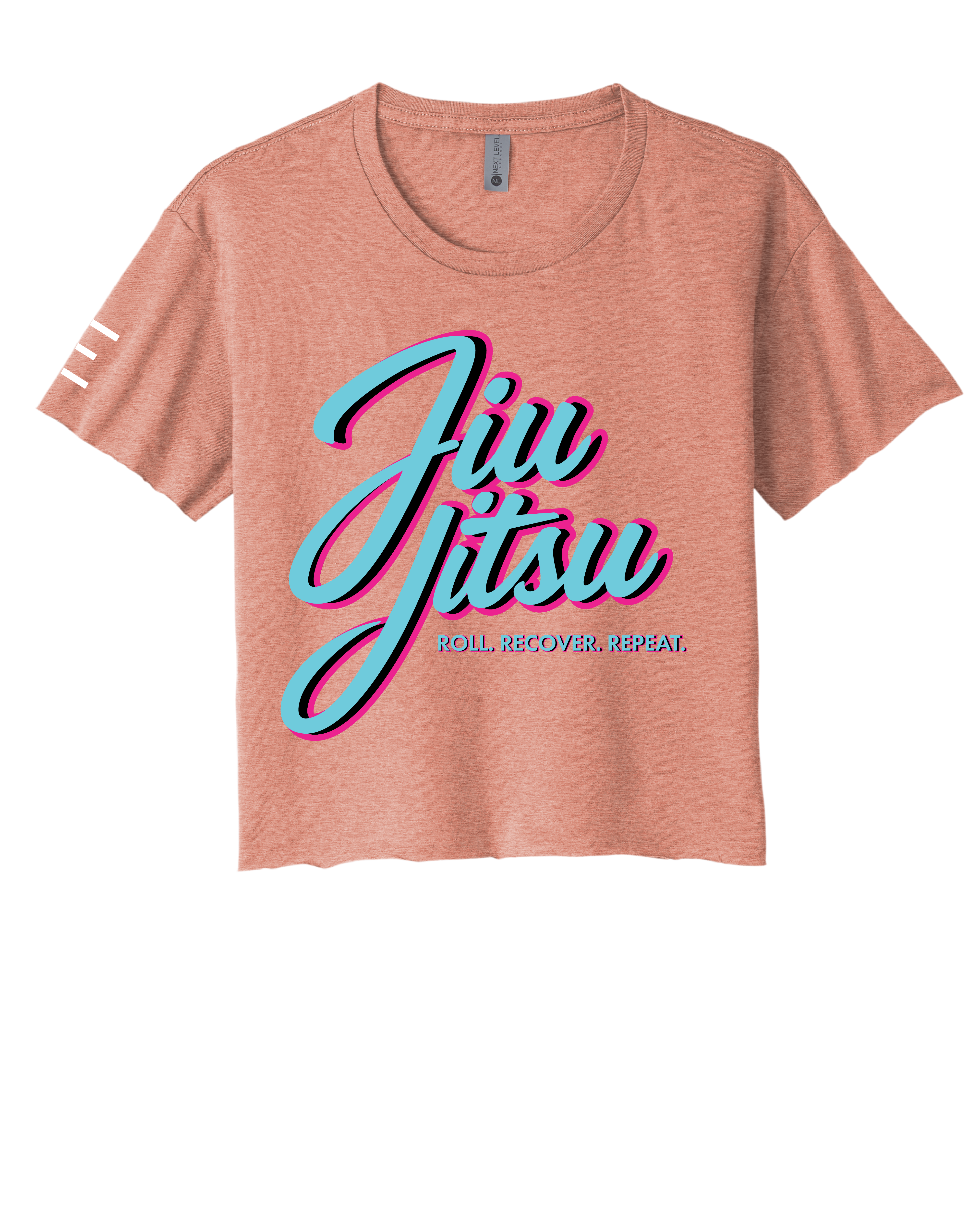 Roll Recover Repeat Jiu-Jitsu Crop Top – Retro 80s Miami Style BJJ Shirt 
