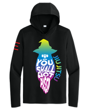 "You Shall Not Pass!" TRIPPY Gradient Wizard Jiu-Jitsu Long Sleeve Hooded Shirt, Moisture Wicking & UPF 50+ Protection