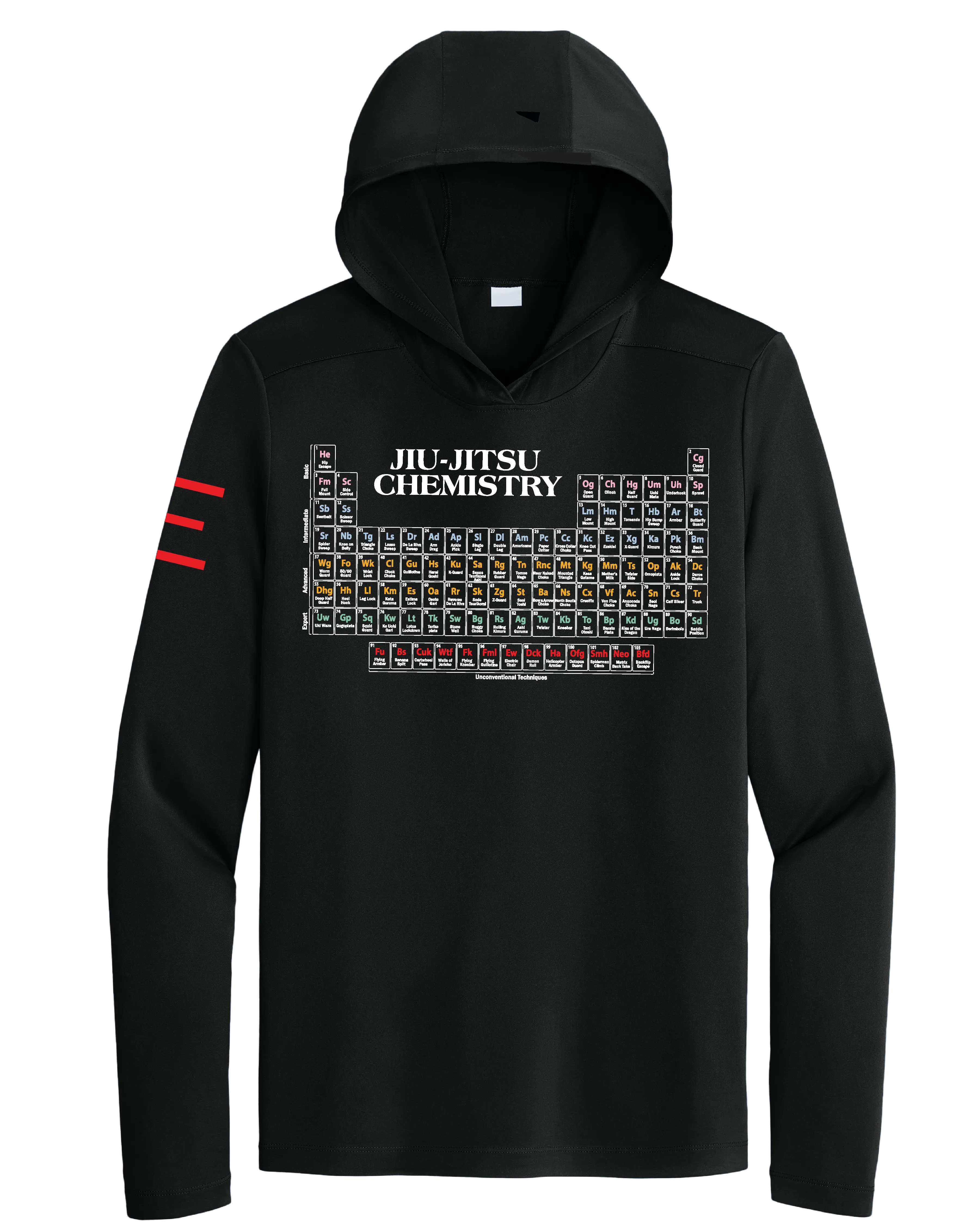 Jiu-Jitsu Chemistry - Long Sleeve Hooded Shirt, Moisture Wicking & UPF 50+ Protection 