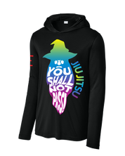"You Shall Not Pass!" TRIPPY Gradient Wizard Jiu-Jitsu Long Sleeve Hooded Shirt, Moisture Wicking & UPF 50+ Protection