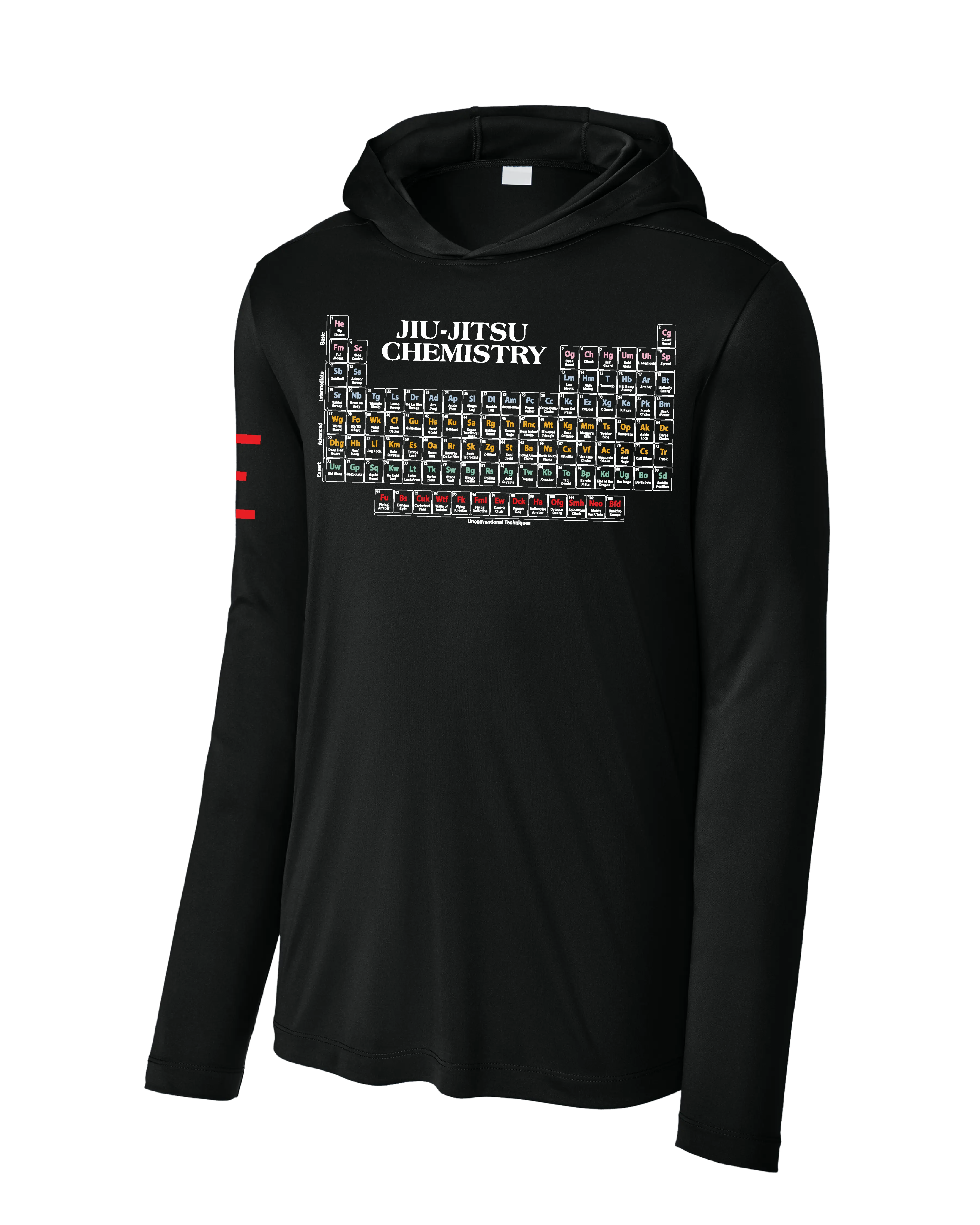 Jiu-Jitsu Chemistry - Long Sleeve Hooded Shirt, Moisture Wicking & UPF 50+ Protection 