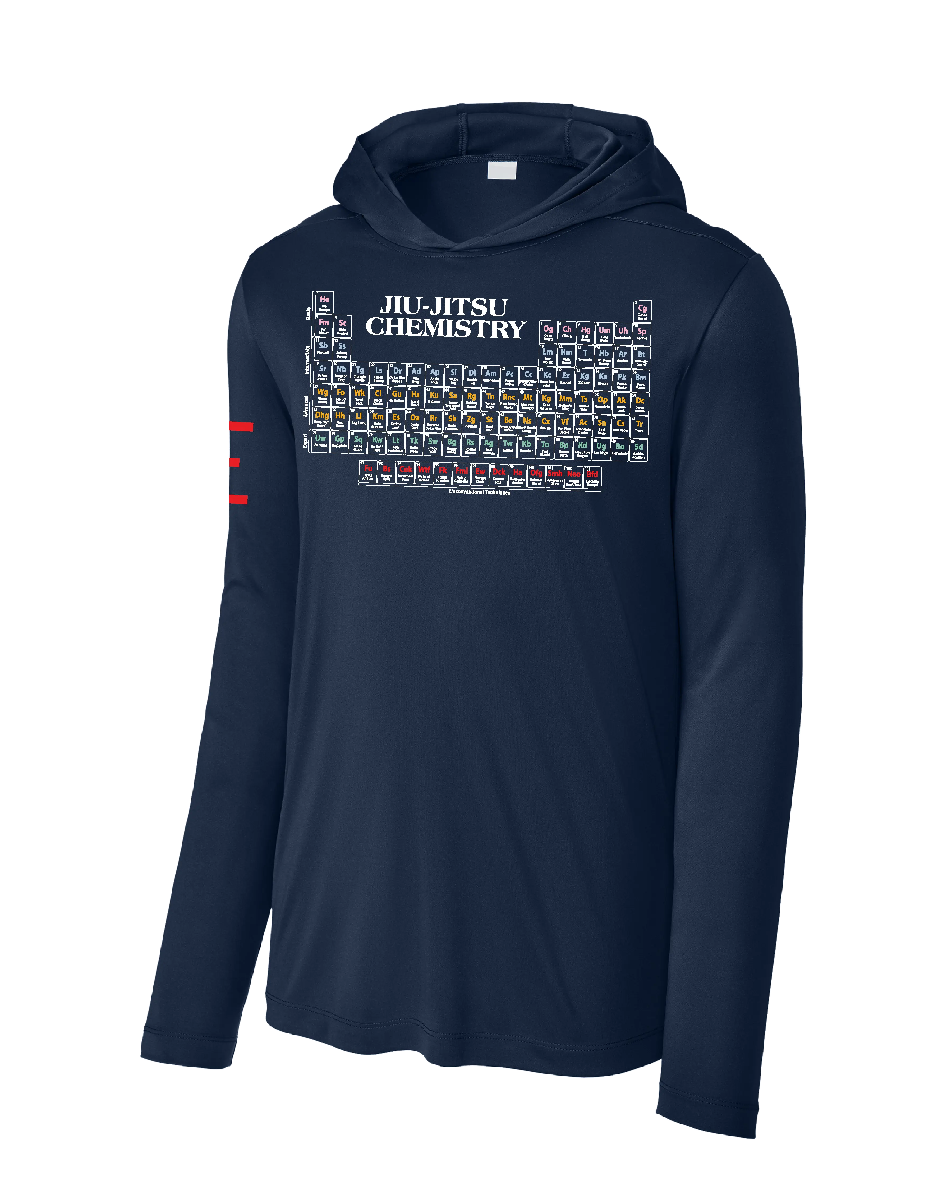 Jiu-Jitsu Chemistry - Long Sleeve Hooded Shirt, Moisture Wicking & UPF 50+ Protection 