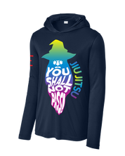 "You Shall Not Pass!" TRIPPY Gradient Wizard Jiu-Jitsu Long Sleeve Hooded Shirt, Moisture Wicking & UPF 50+ Protection