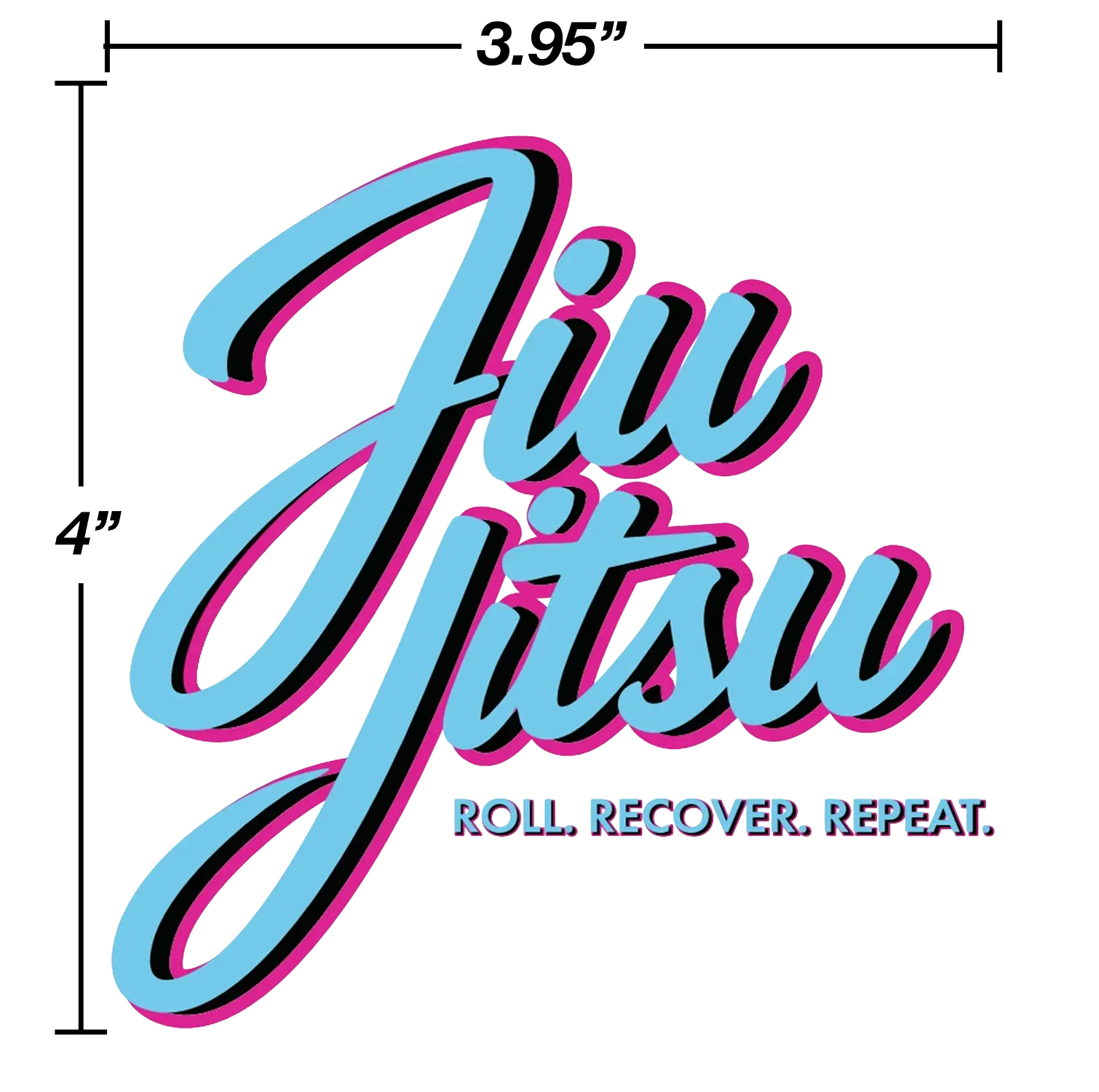 Jiu Jitsu Roll. Recover. Repeat. Sticker | Retro Miami Style