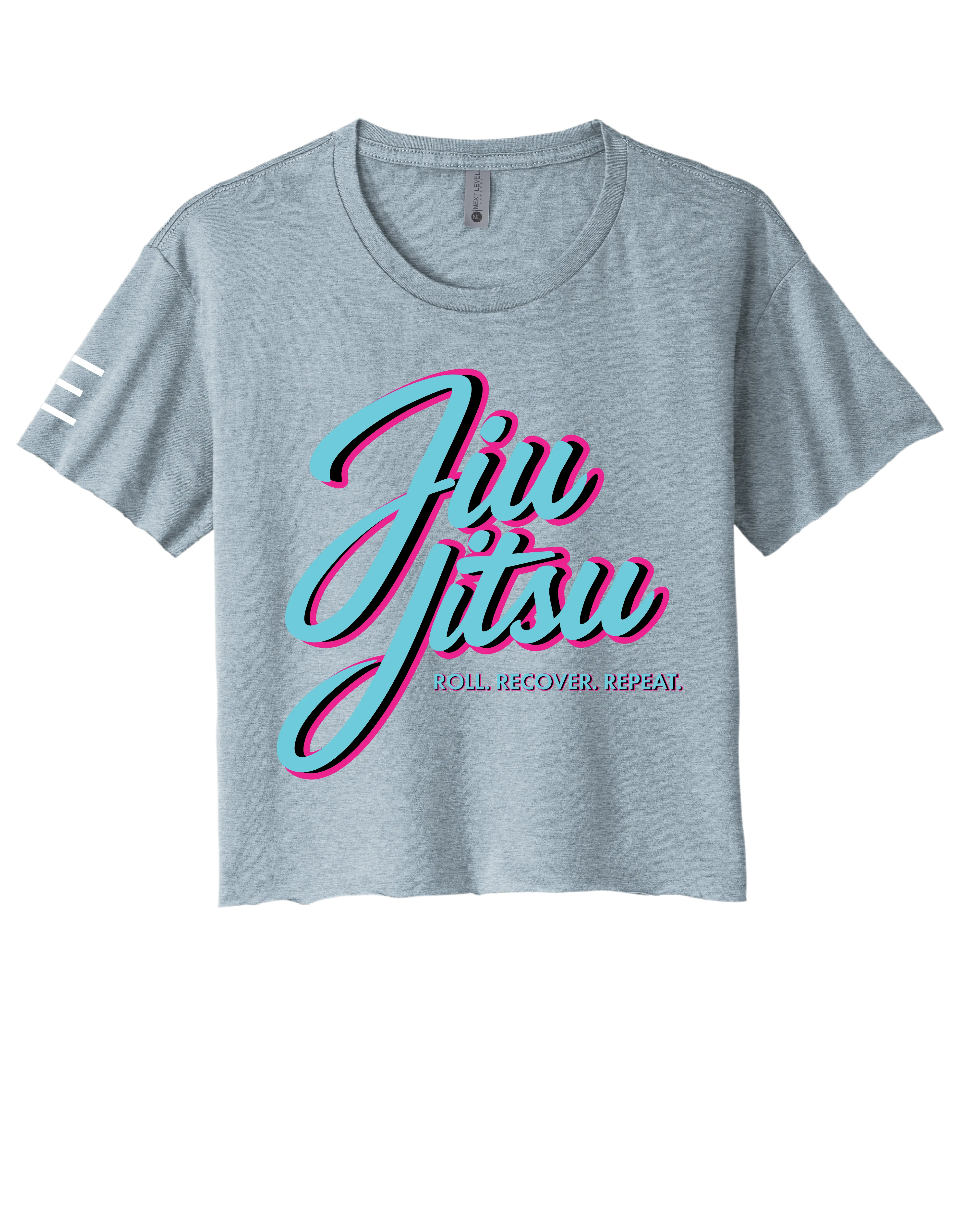 Roll Recover Repeat Jiu-Jitsu Crop Top – Retro 80s Miami Style BJJ Shirt 