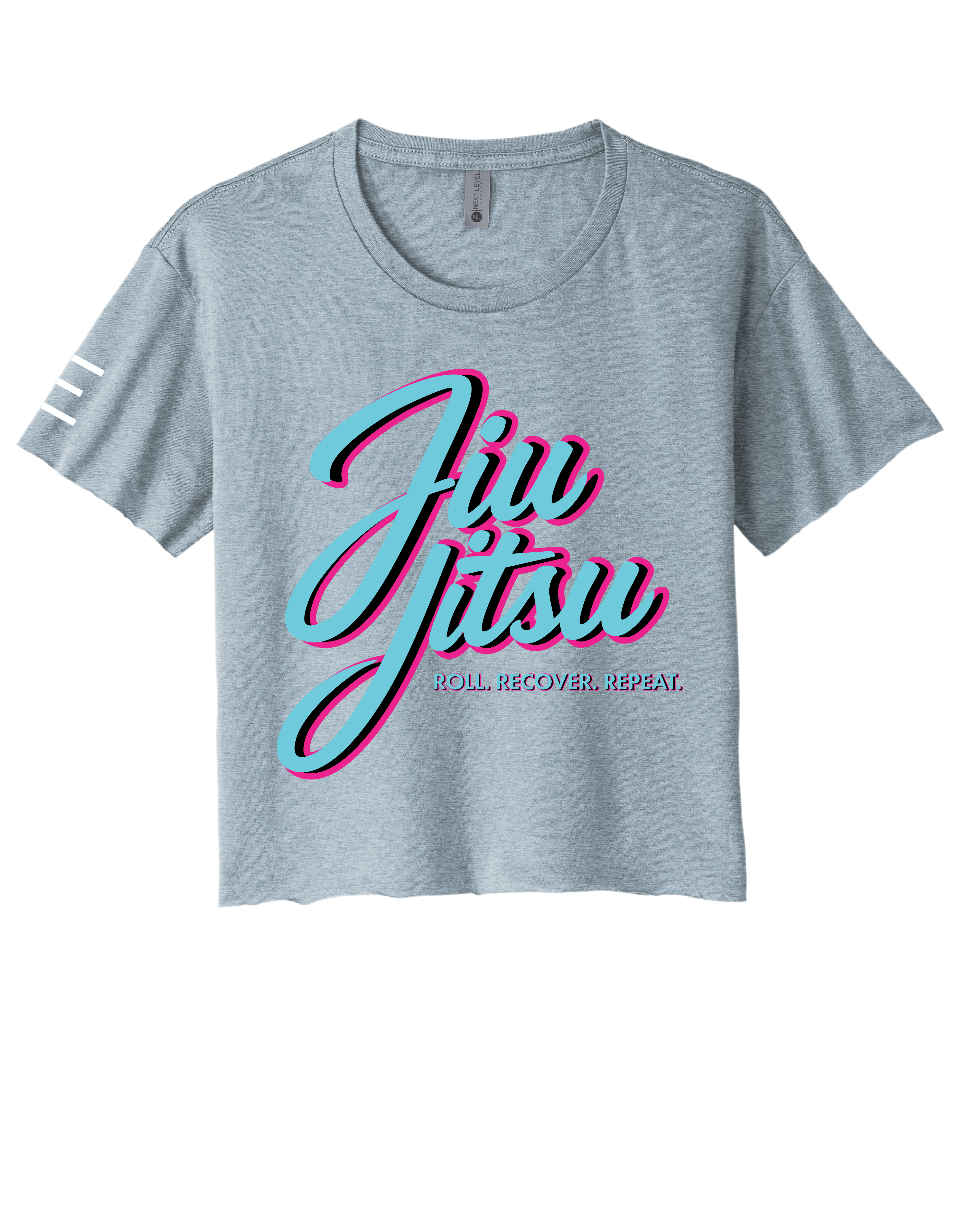Roll Recover Repeat Jiu-Jitsu Crop Top – Retro 80s Miami Style BJJ Shirt 