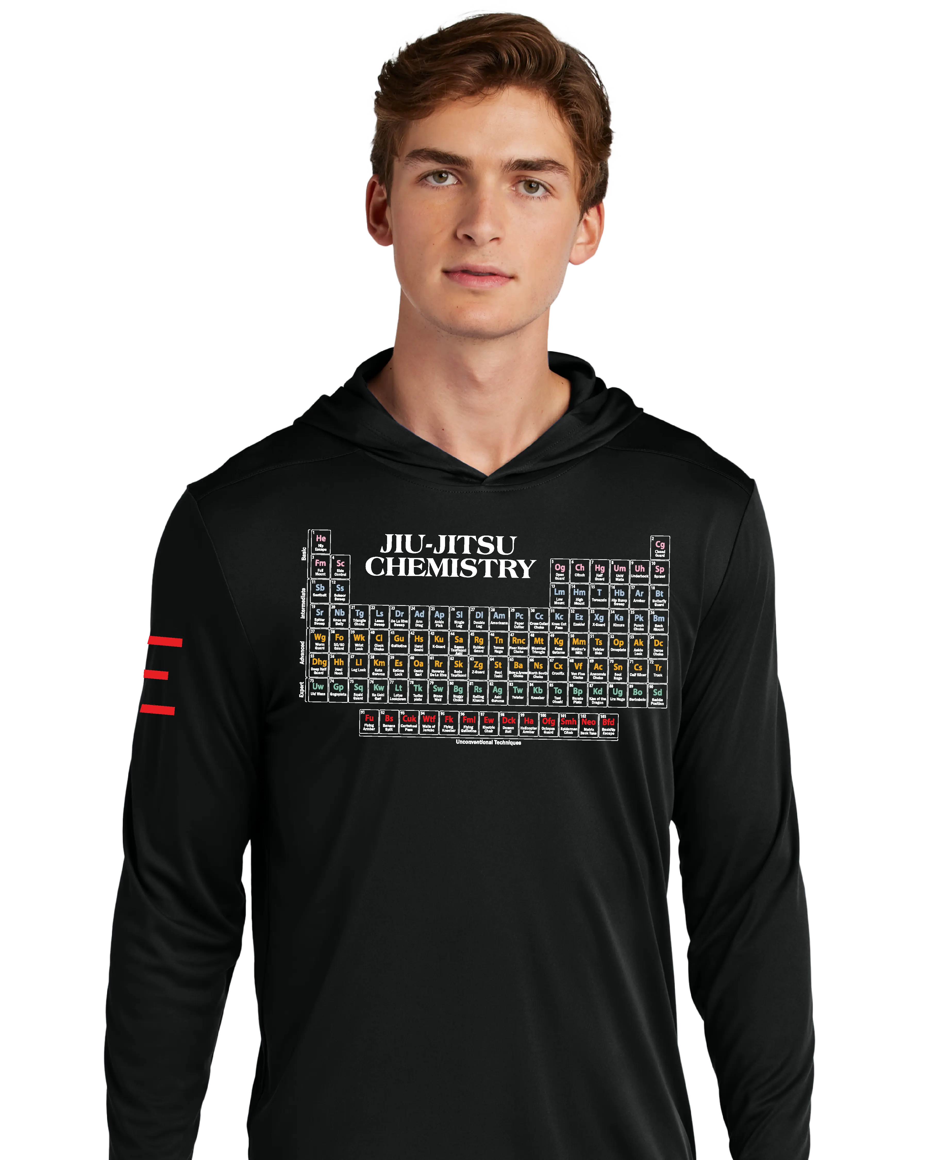Jiu-Jitsu Chemistry - Long Sleeve Hooded Shirt, Moisture Wicking & UPF 50+ Protection 
