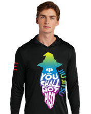 "You Shall Not Pass!" TRIPPY Gradient Wizard Jiu-Jitsu Long Sleeve Hooded Shirt, Moisture Wicking & UPF 50+ Protection