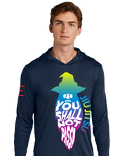 "You Shall Not Pass!" TRIPPY Gradient Wizard Jiu-Jitsu Long Sleeve Hooded Shirt, Moisture Wicking & UPF 50+ Protection
