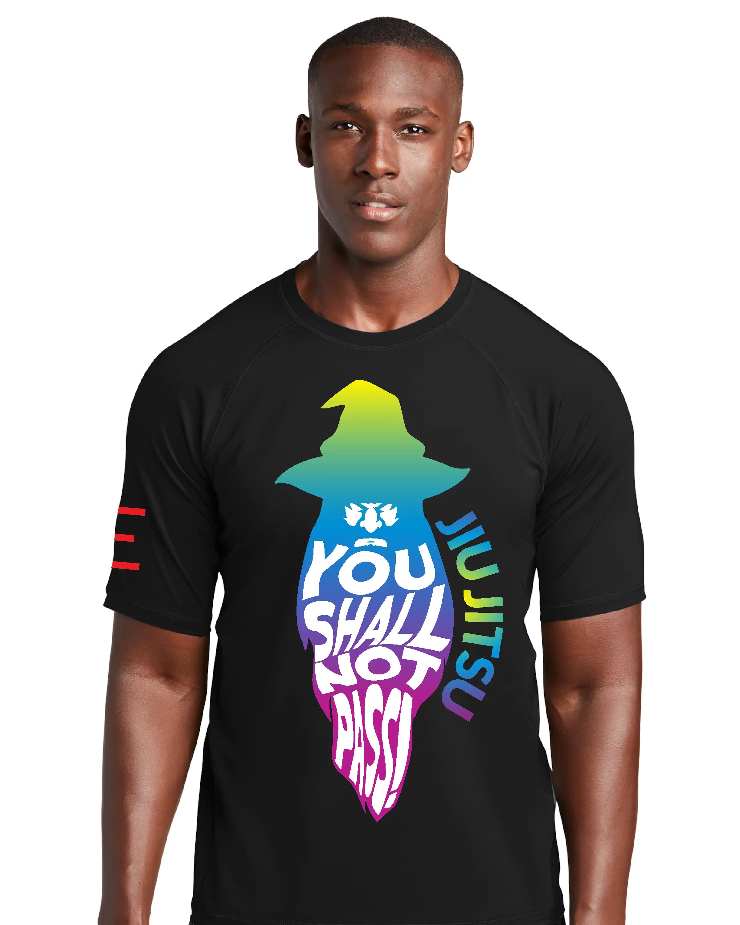 "You Shall Not Pass!" Wizard Jiu-Jitsu Rashguard – Tripping Gradient Edition 