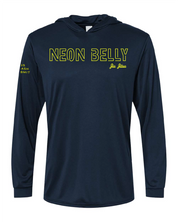 NEON BELLY - Humorous BJJ Long Sleeve Hooded Shirt, Moisture Wicking & UPF 50+ Protection 