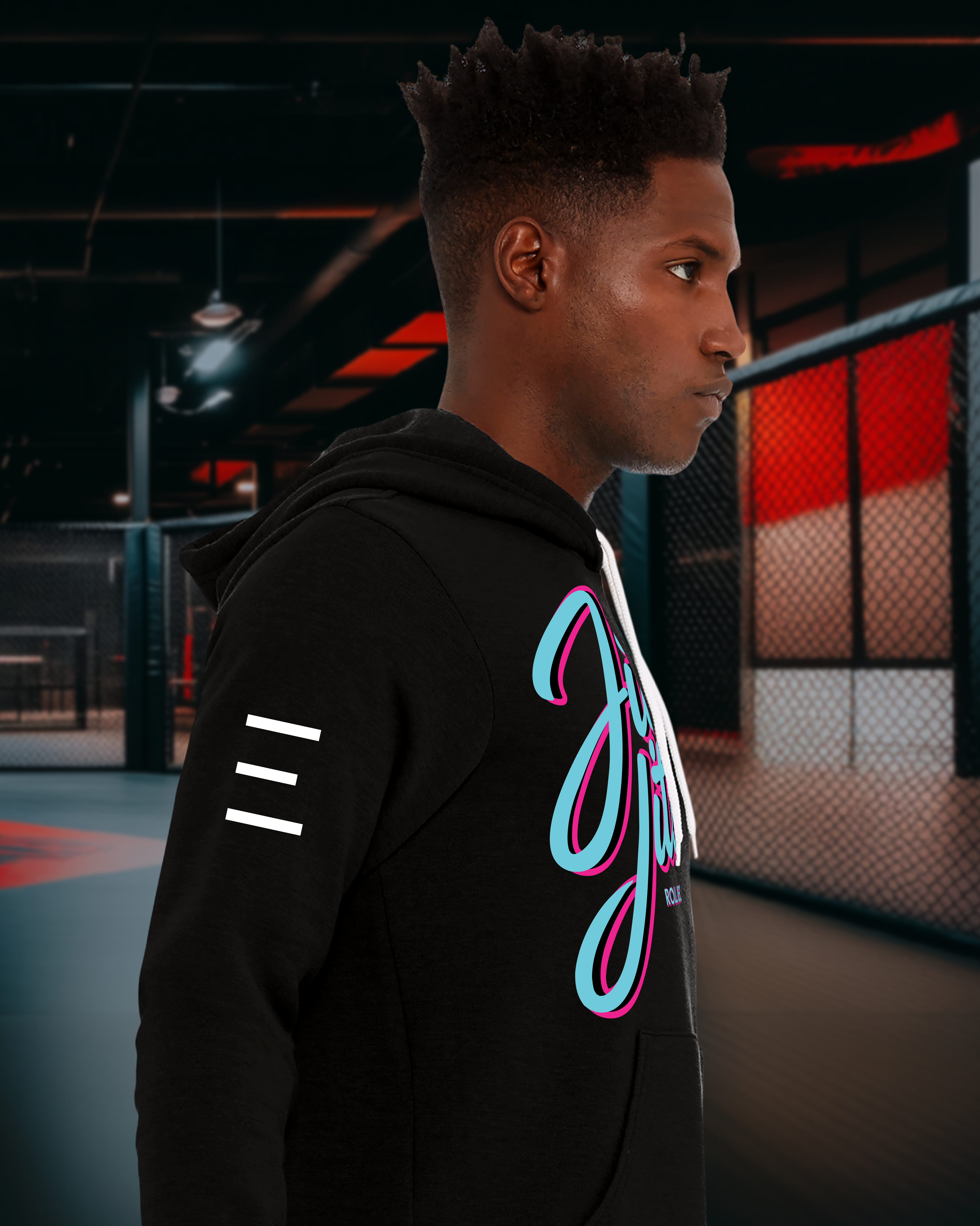 Roll. Recover. Repeat Jiu-Jitsu Fleece Hoodie – Retro 80s Miami Style BJJ