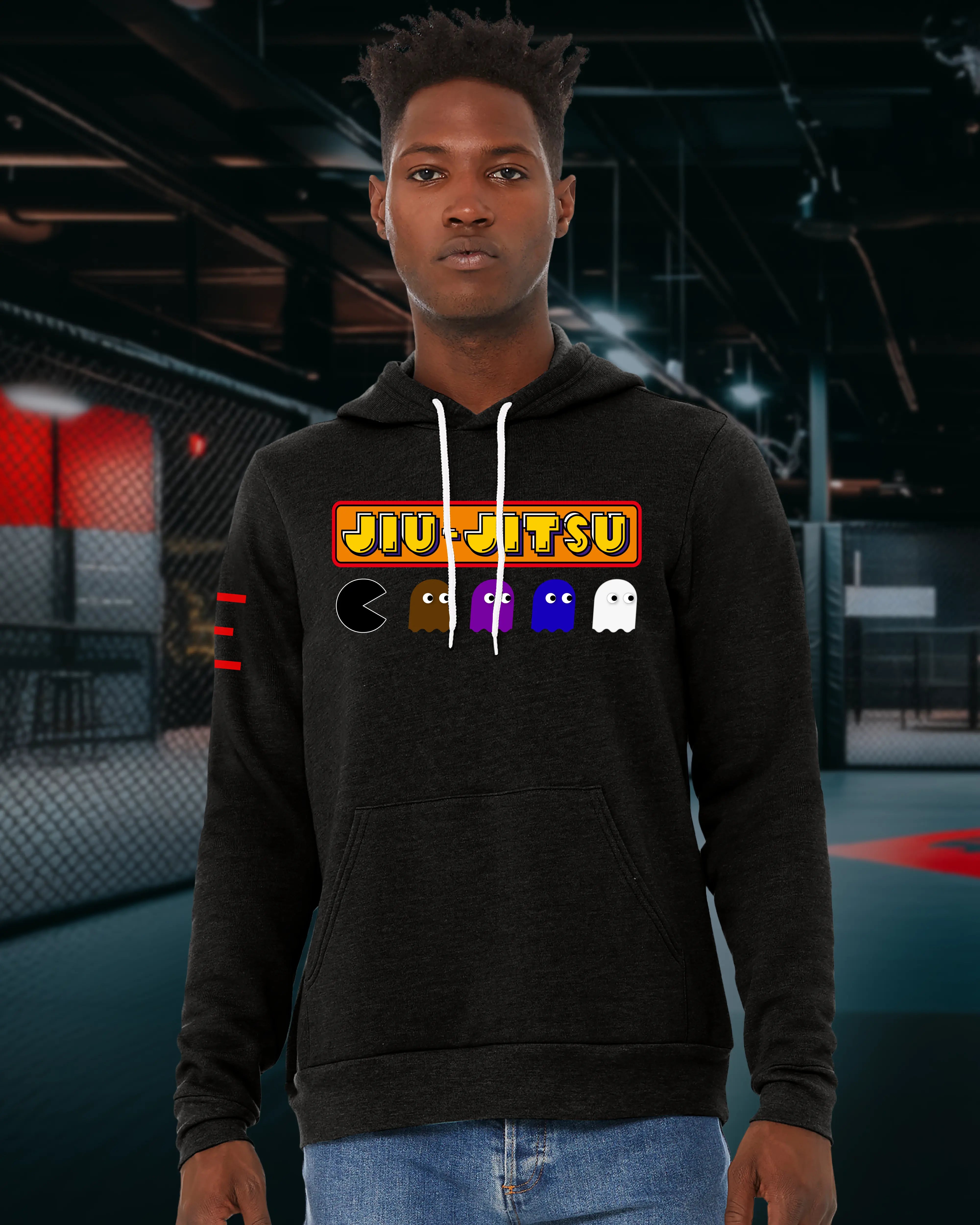 Jiu-Jitsu Arcade Fleece Lightweight Hoodie – Retro Gamer Meets BJJ Lifestyle 