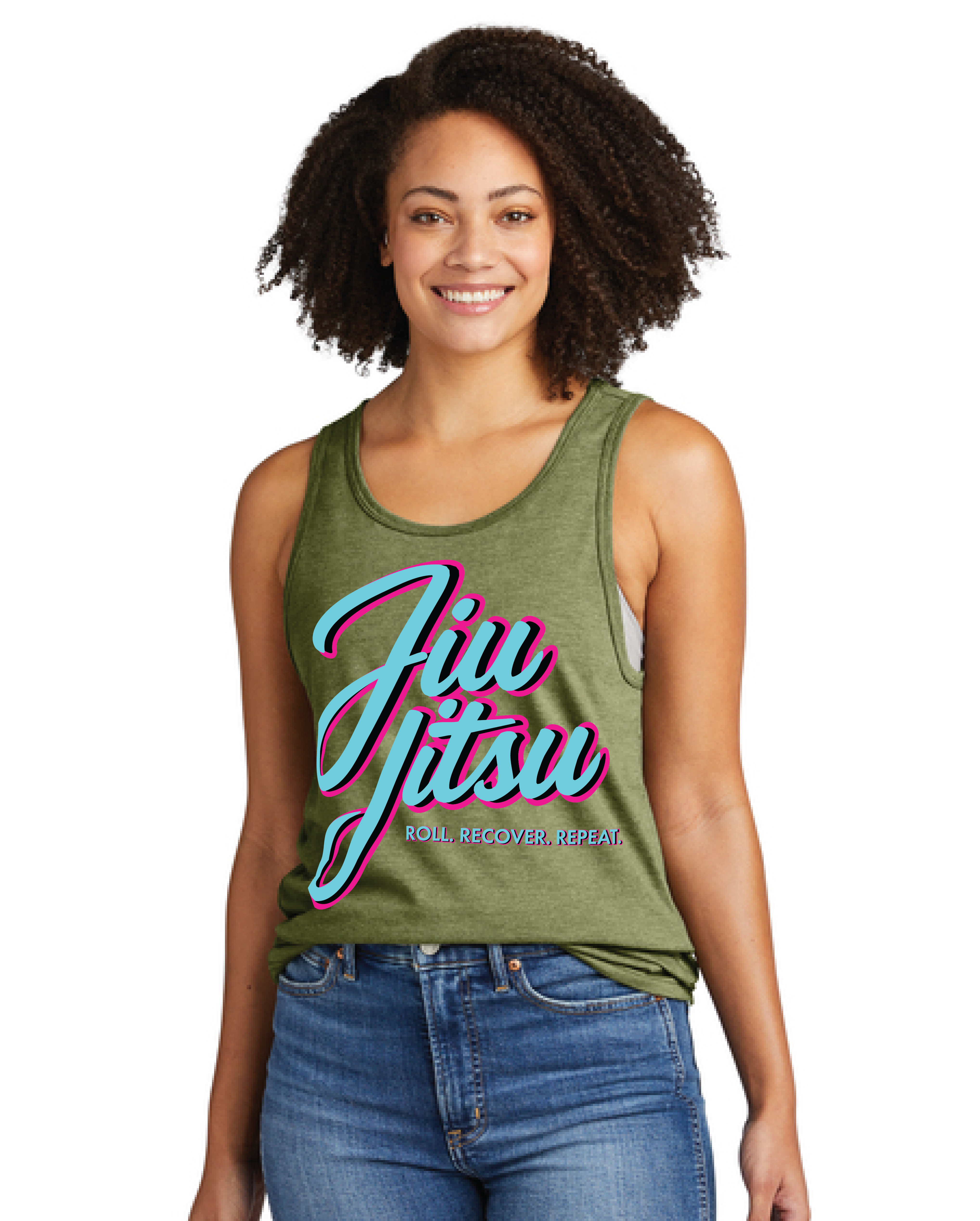 Roll Recover Repeat Jiu-Jitsu Tank Top – Retro 80s Miami Style BJJ Tank 