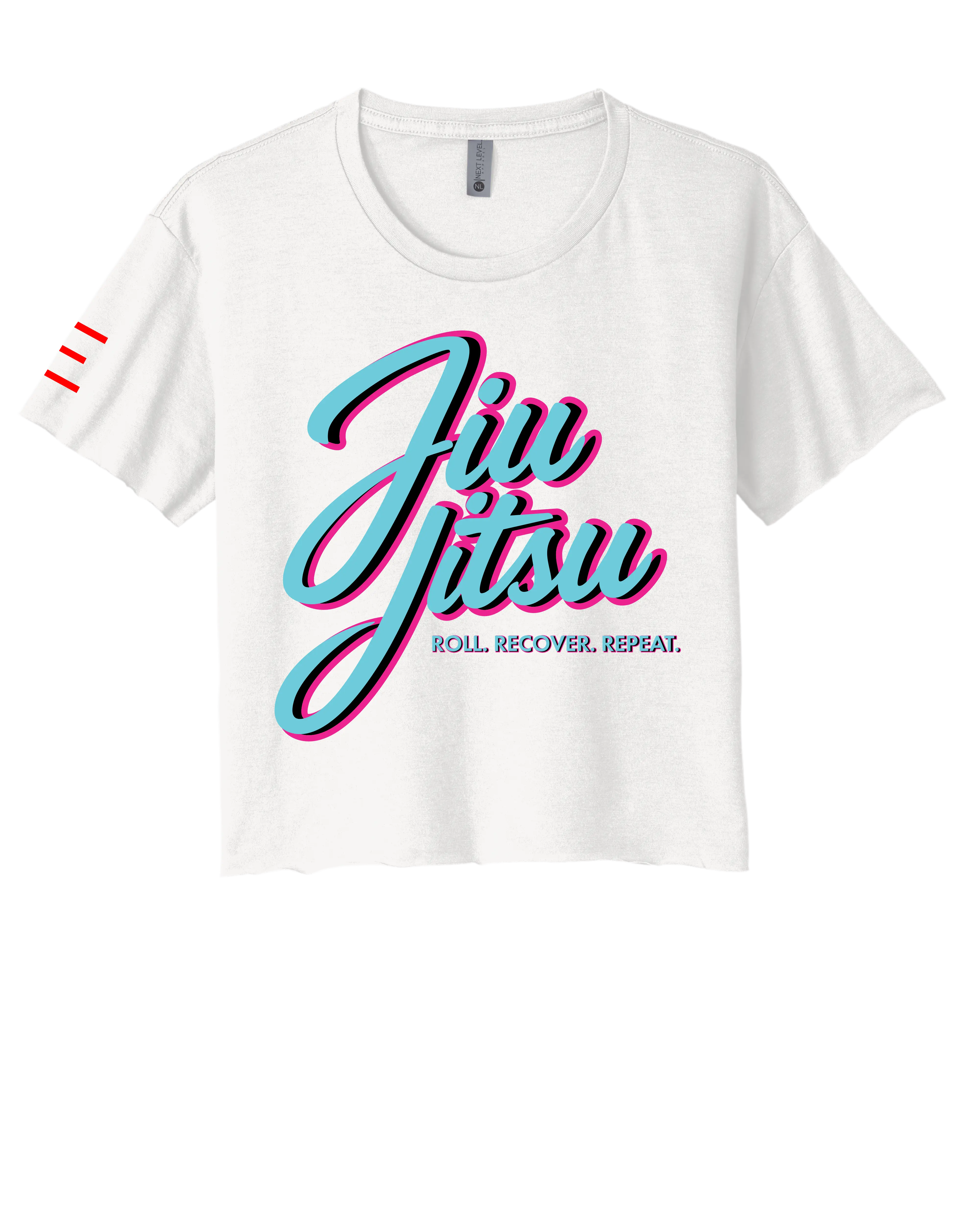 Roll Recover Repeat Jiu-Jitsu Crop Top – Retro 80s Miami Style BJJ Shirt 