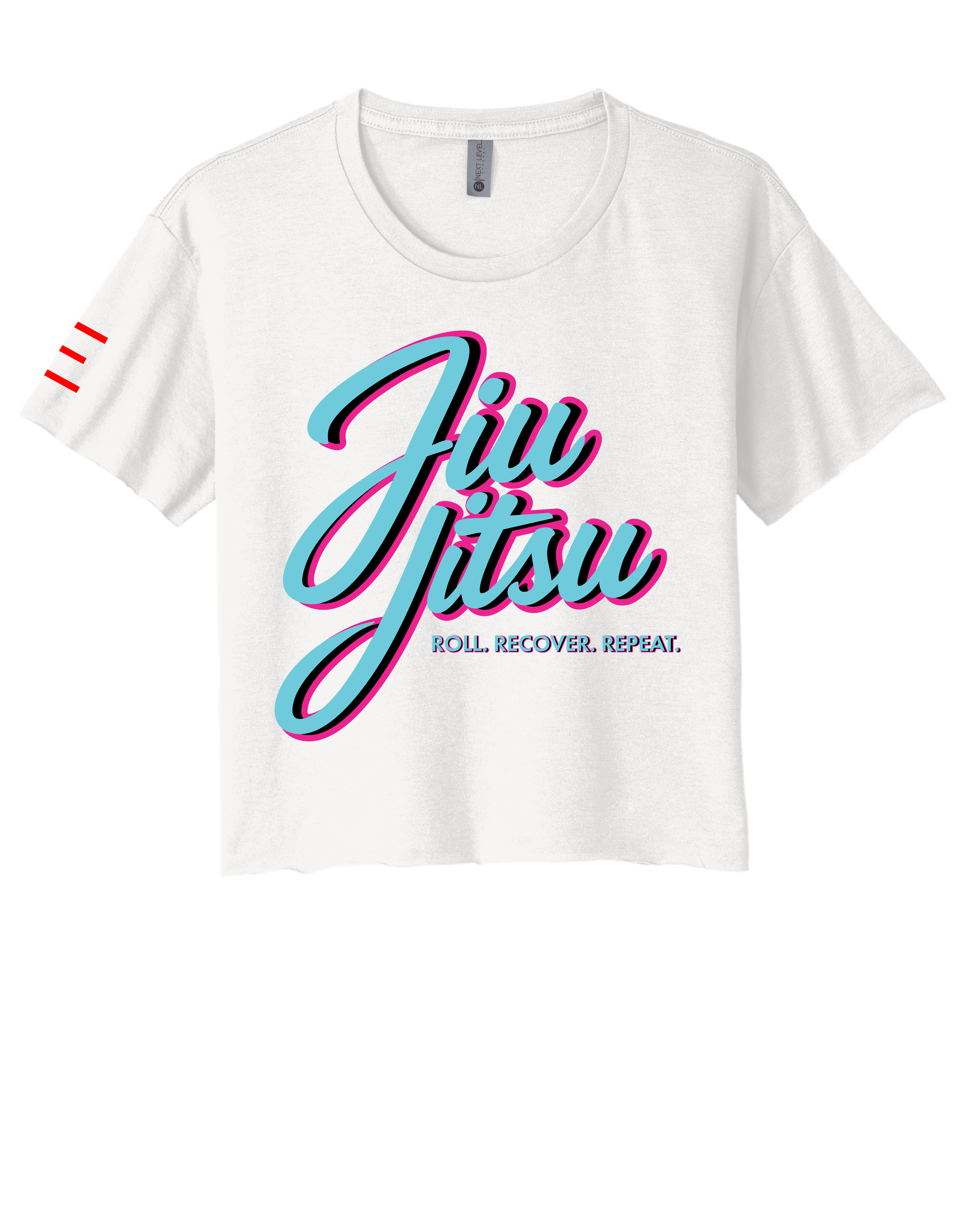 Roll Recover Repeat Jiu-Jitsu Crop Top – Retro 80s Miami Style BJJ Shirt 