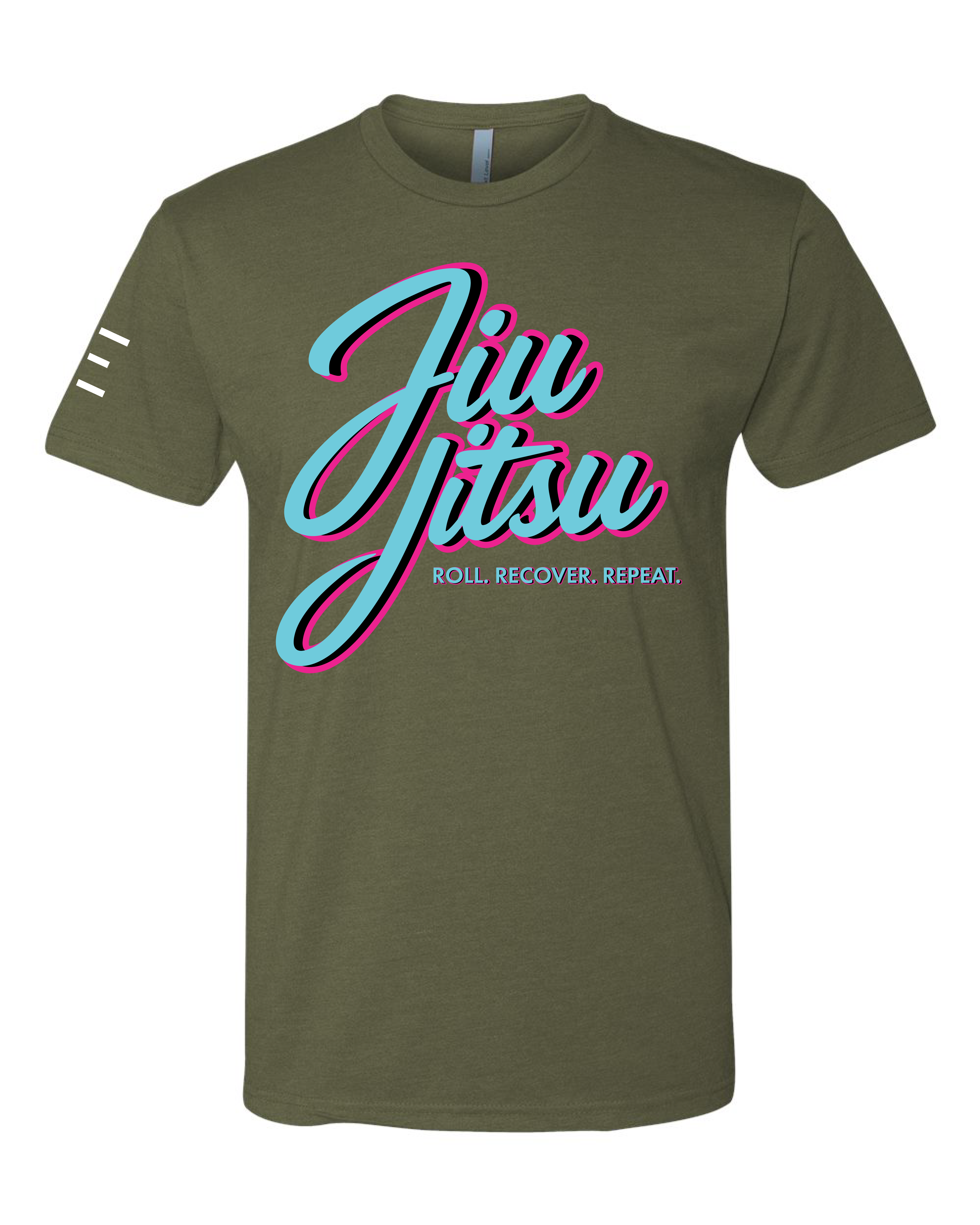 Roll Recover Repeat Jiu-Jitsu T-Shirt – Retro 80s Miami Style BJJ Shirt 