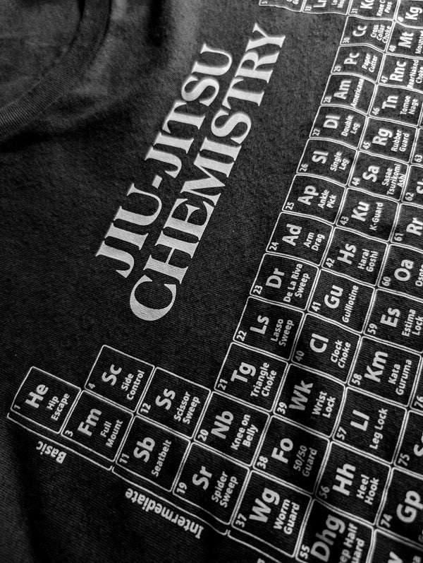 Jiu-Jitsu Chemistry Shirt - Periodic Table of Jiu-Jitsu BJJ Enthusiasts - 3Three Apparel LLC.
