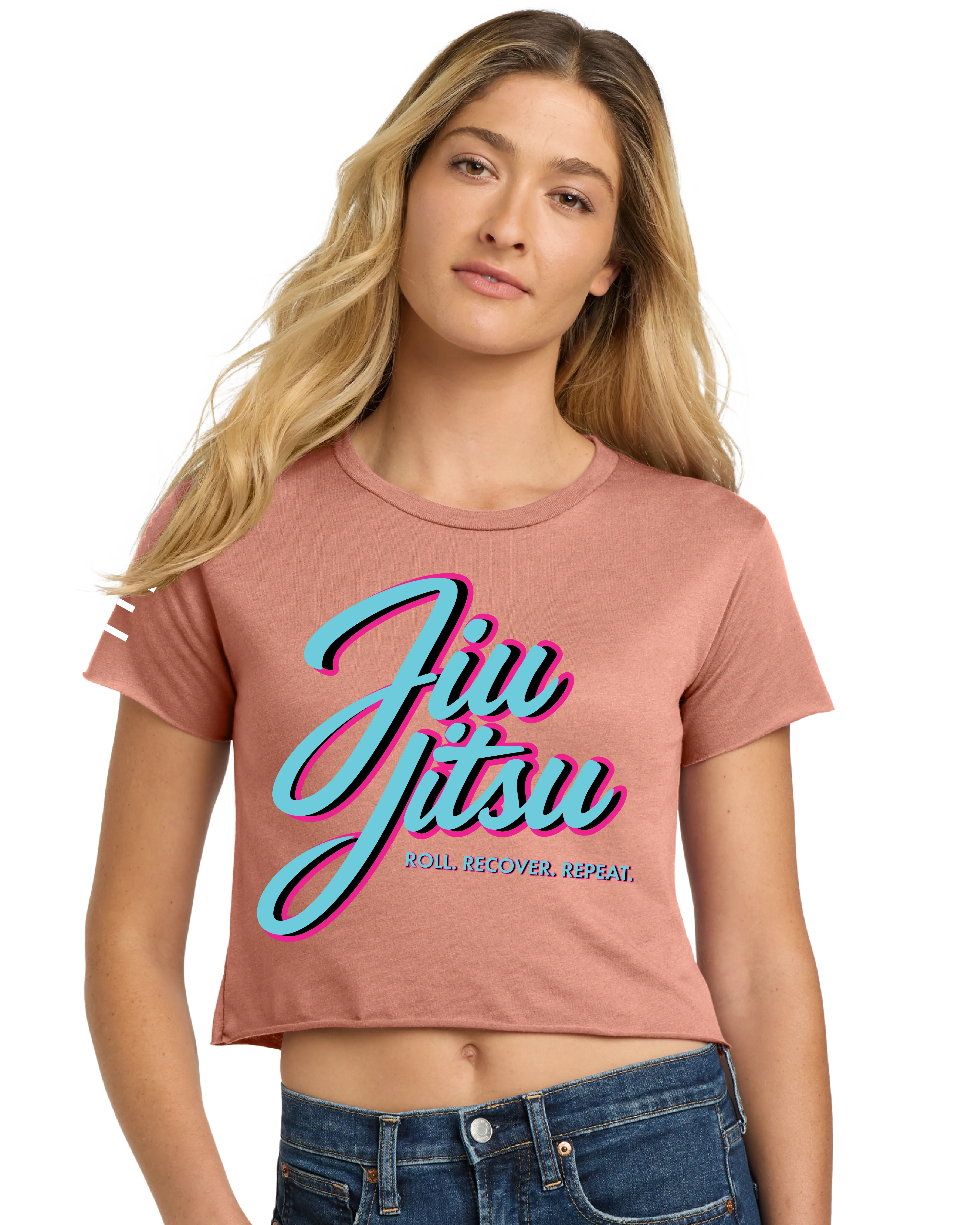 Roll Recover Repeat Jiu-Jitsu Crop Top – Retro 80s Miami Style BJJ Shirt 