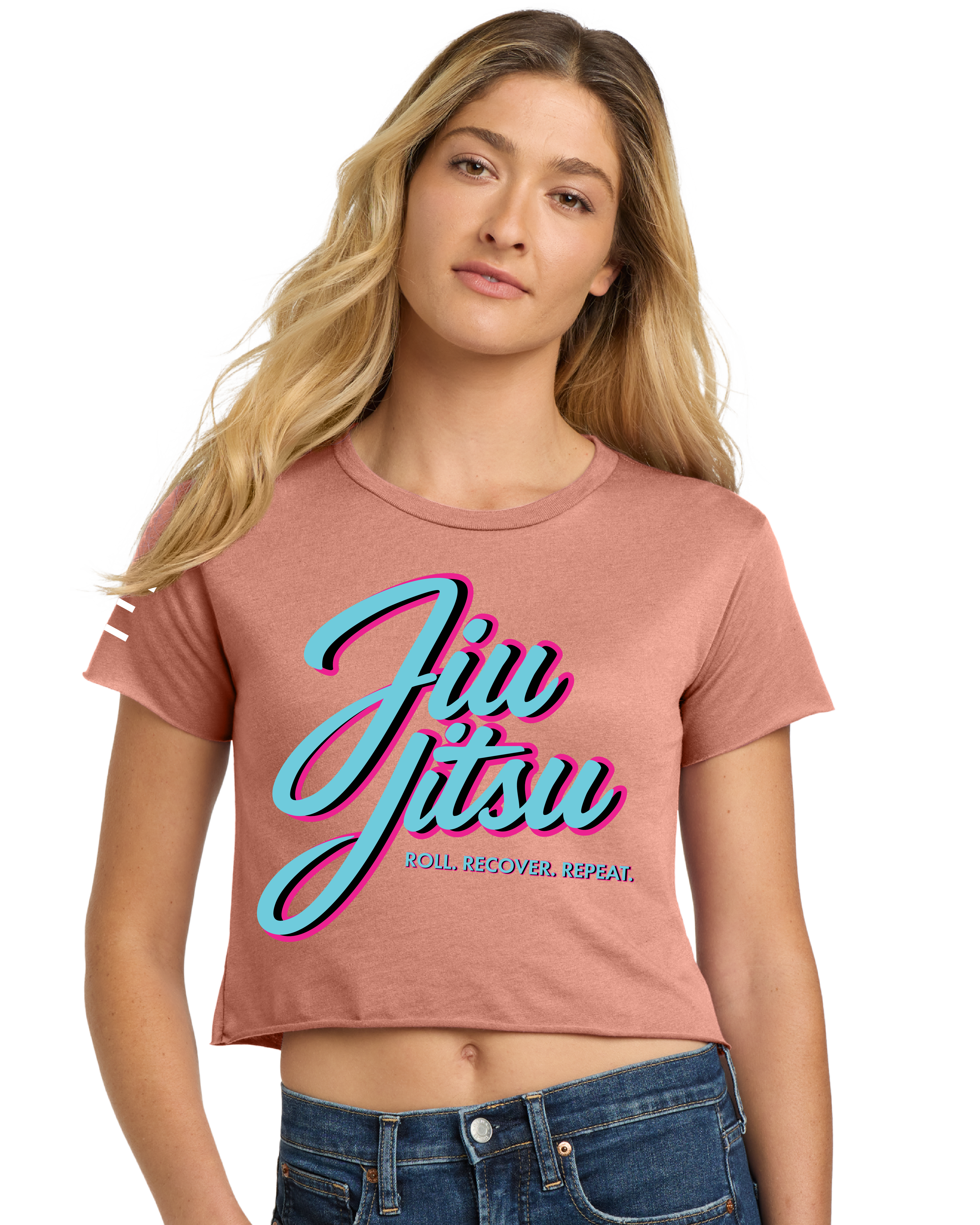 Roll Recover Repeat Jiu-Jitsu Crop Top – Retro 80s Miami Style BJJ Shirt 