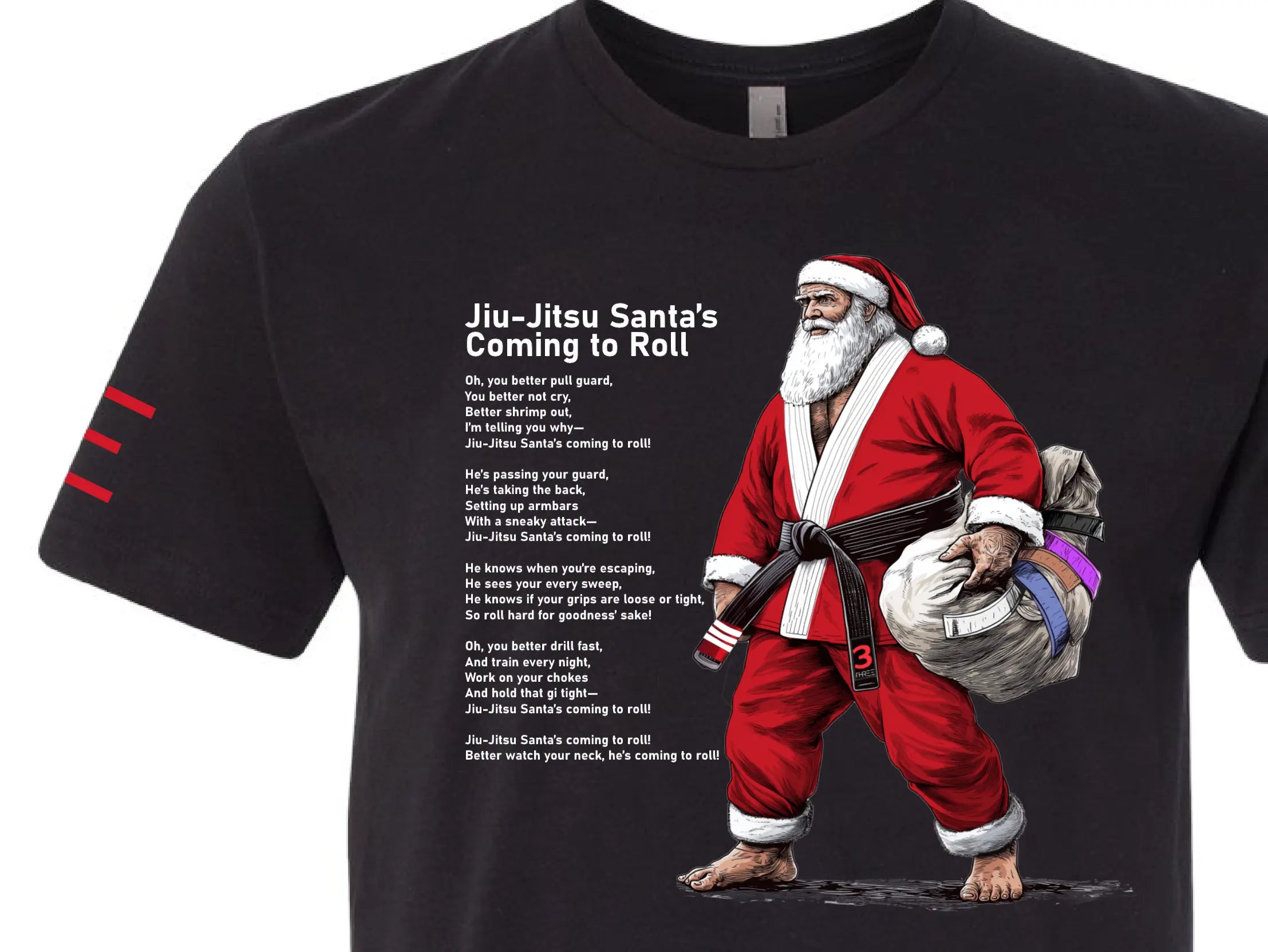 Jiu-Jitsu Santa's Coming to Roll" Holiday T-Shirt - BJJ T-shirt Limited Quantities 