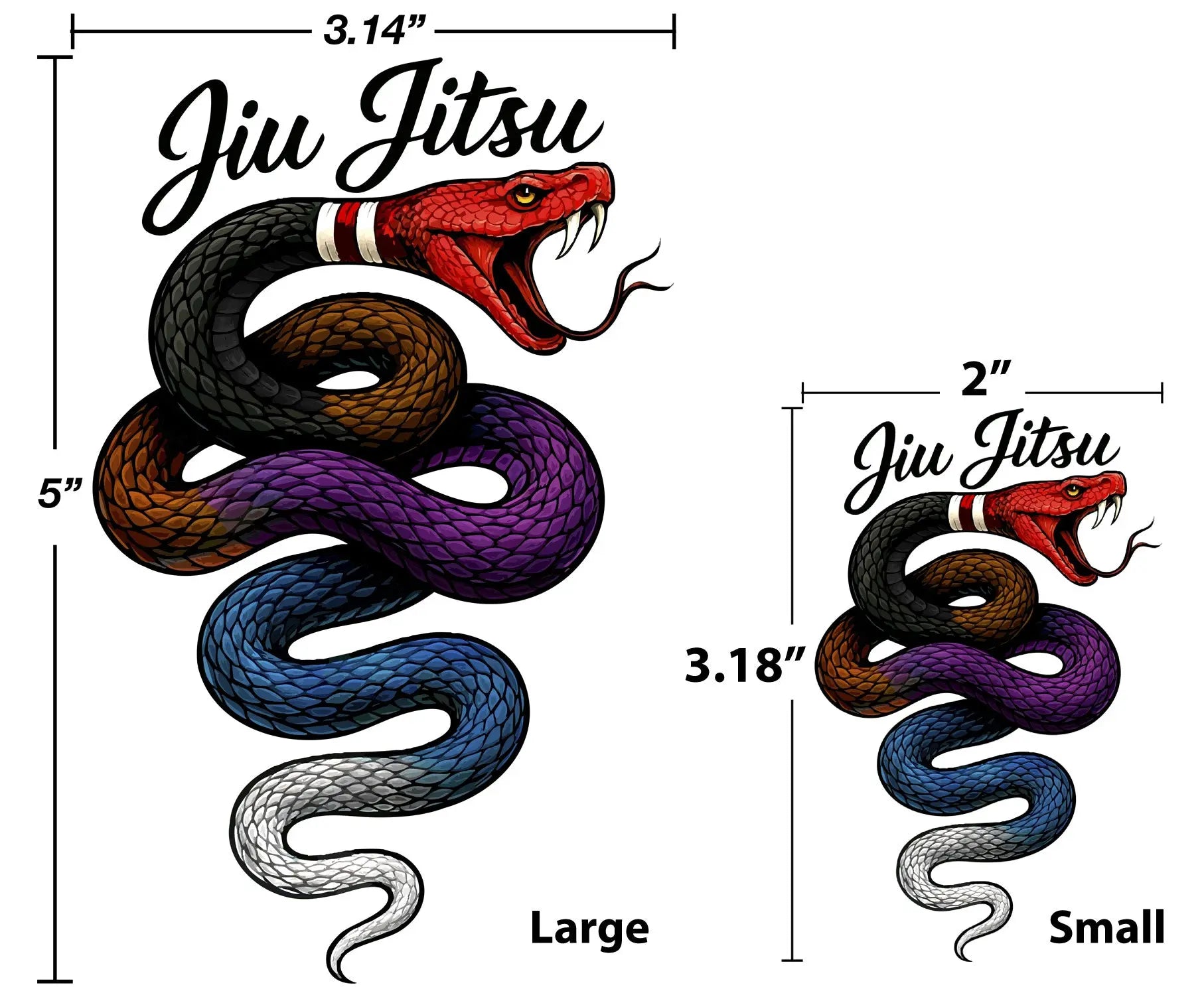 Jiu Jitsu Snake Belt System Sticker | BJJ Ranked Snake Design