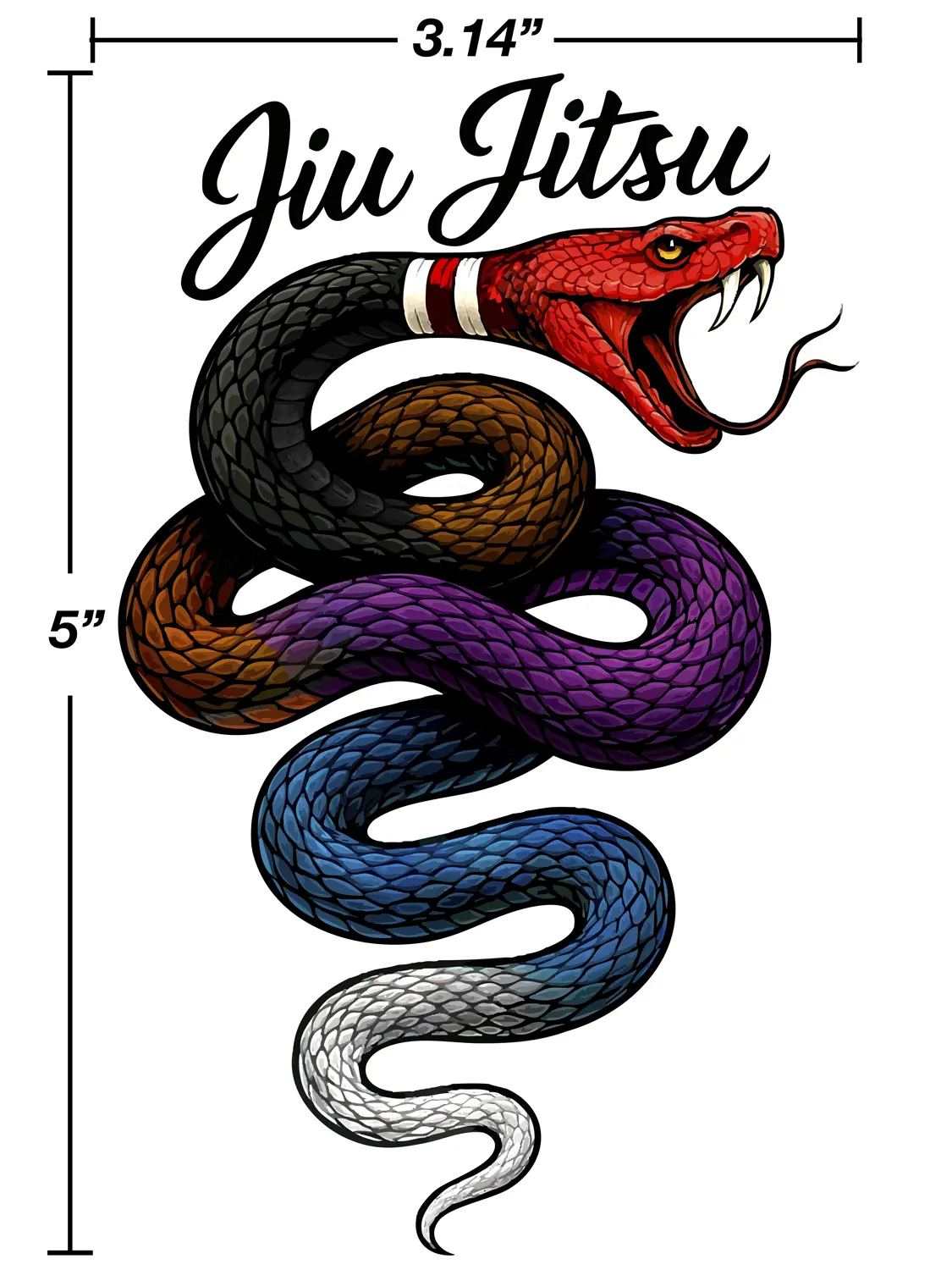 Jiu Jitsu Snake Belt System Sticker | BJJ Ranked Snake Design